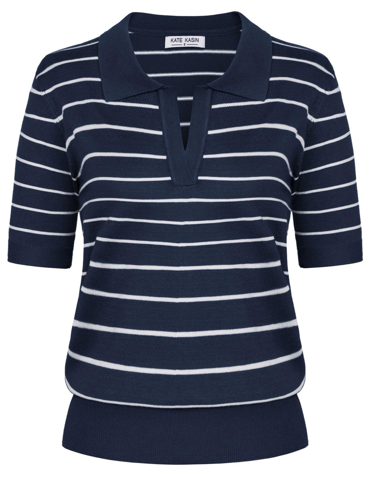 Women's Short Sleeve Classic V Neck Collared Casual Polo Sweater Tops