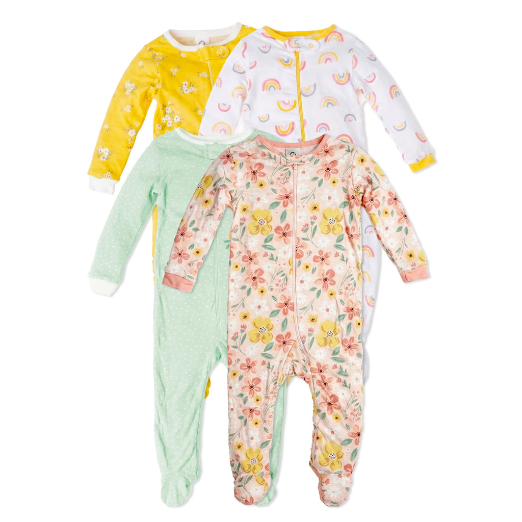 Gerber Baby Girls 4-Pack Sleep 'N Play Footie
