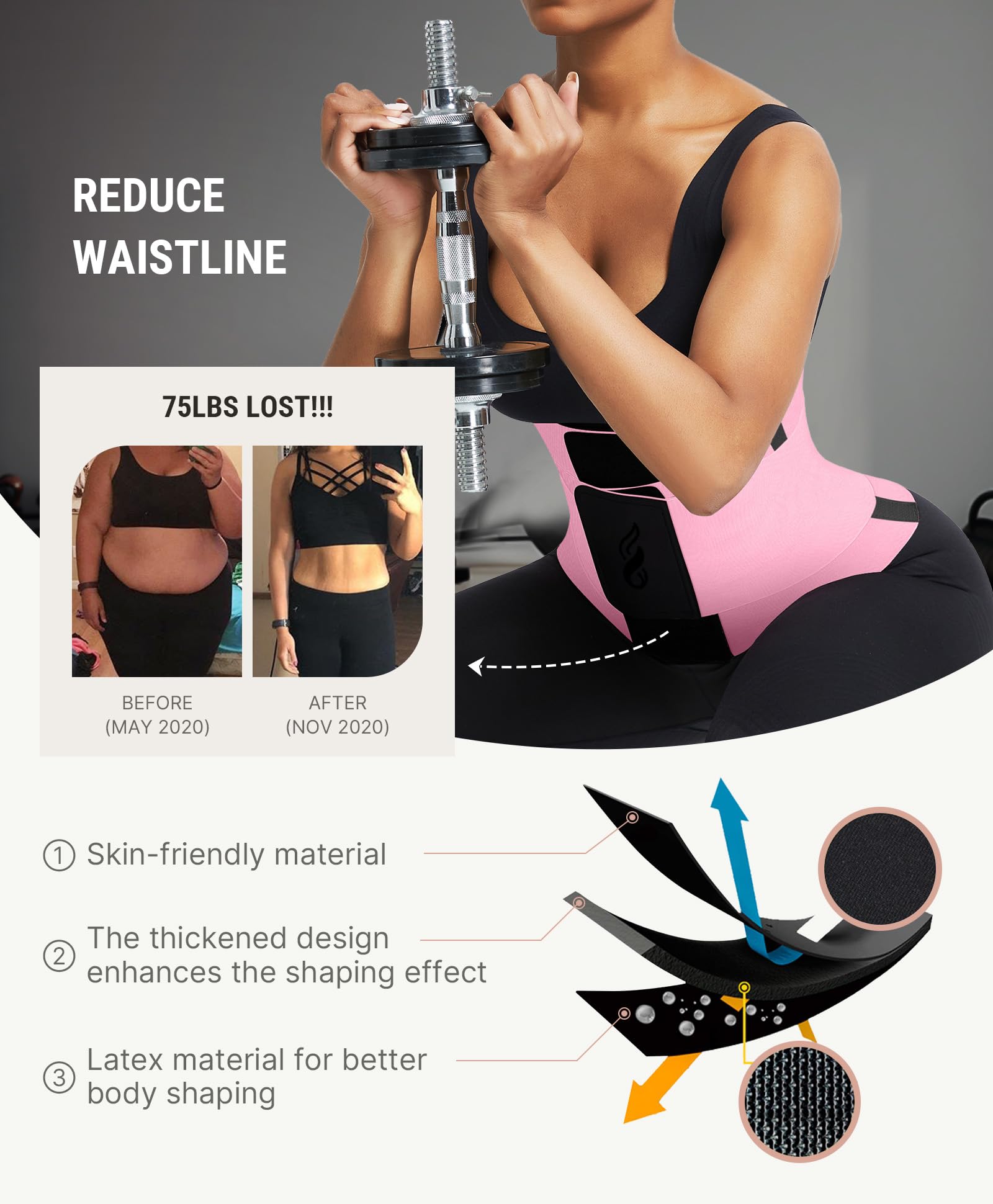 FeelinGirl Waist Trainer Belt Cincher Corset Tummy Control Faja Body Shaper