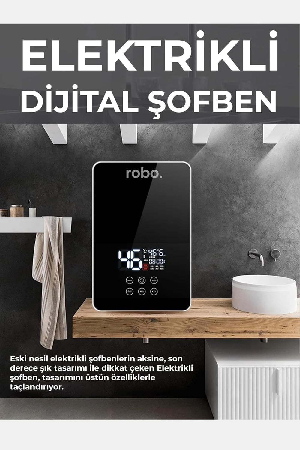 ROBO Dijital Akıllı Şofben - (DUŞ BAŞLIĞI HEDİYELİ)