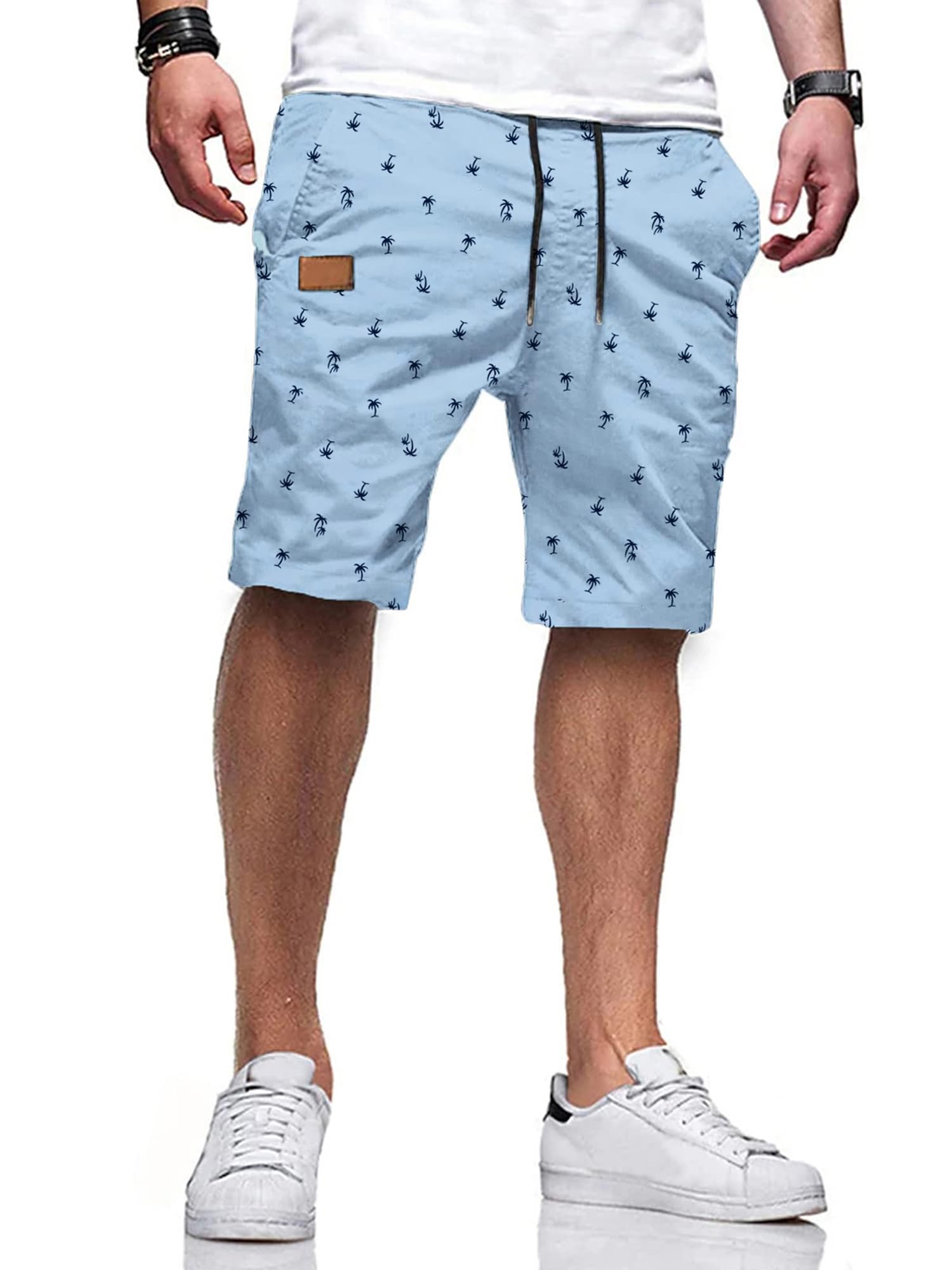 JMIERR Mens Cotton Stretch Shorts Casual Drawstring Twill Chino Shorts