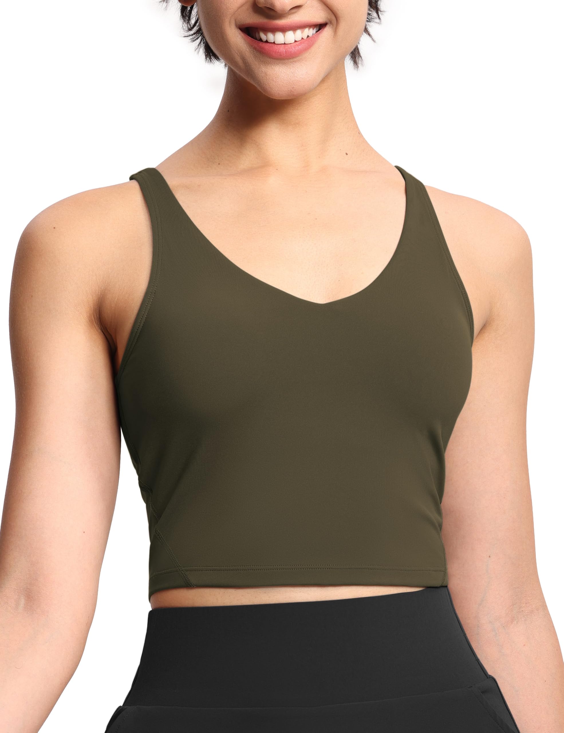 THE GYM PEOPLE Women’s Longline Sports Bra Wirefree Padded Medium Support Yoga Bras Gym Running Workout Tank Tops