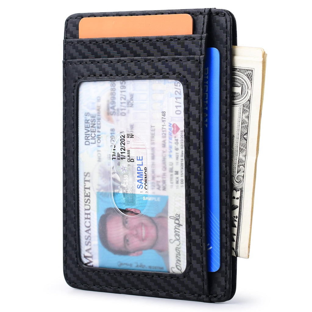Buffway Slim Minimalist Front Pocket RFID Blocking Leather Wallets for Men and Women - Cross Black