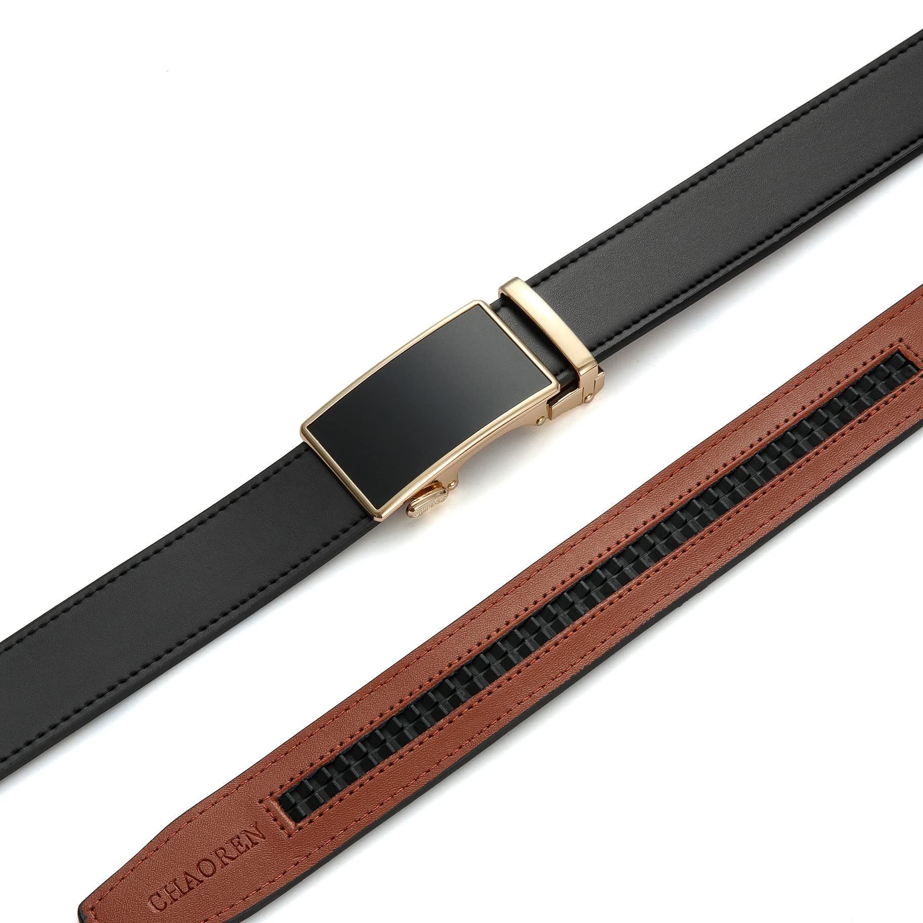 CHAOREN Mens Leather Ratchet Belt - 1 3/8" for Dress Pants