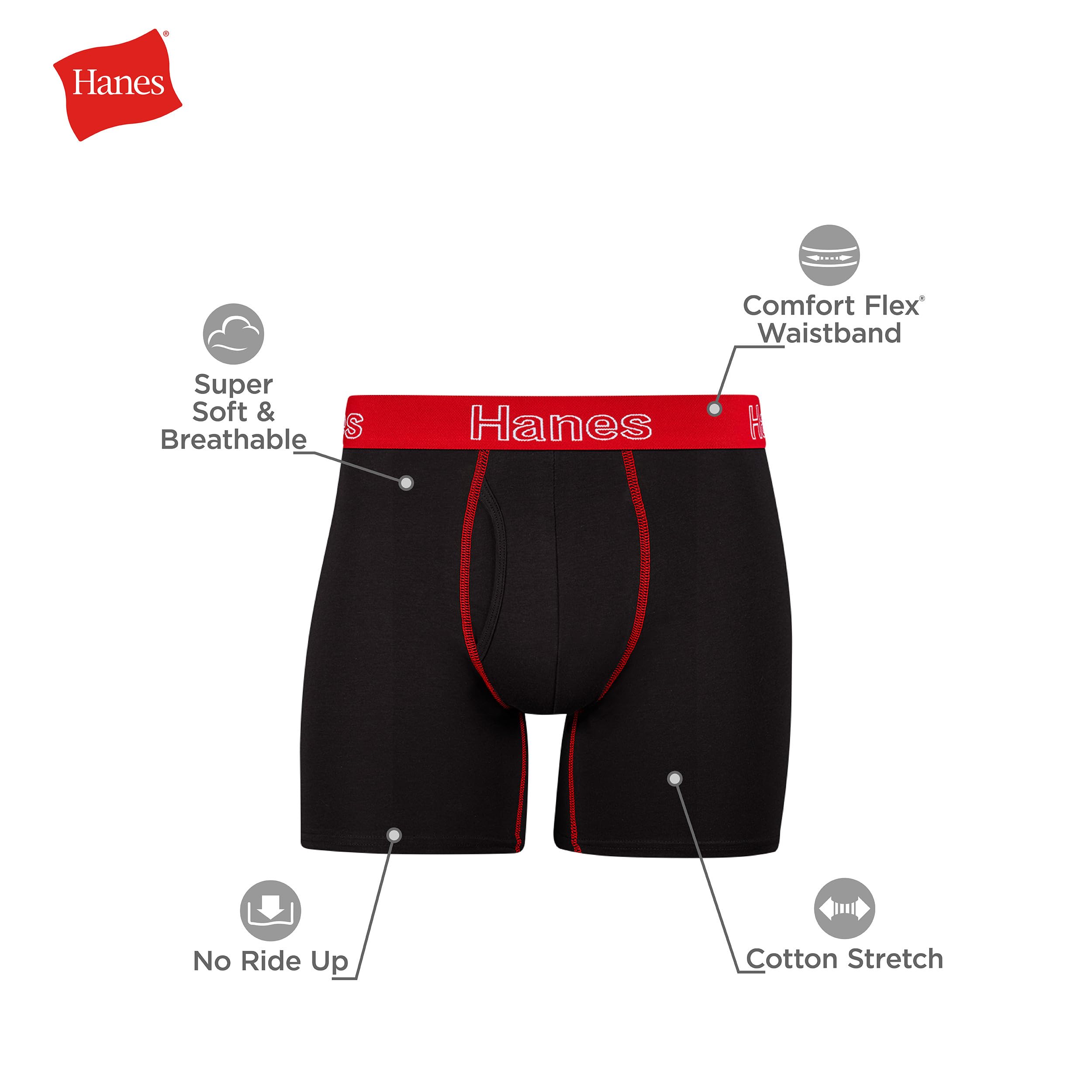 Hanes Men's Boxer Brief Underwear Pack, Stretch Cotton Boxer Briefs for Men, Moisture-wicking, 6-pack