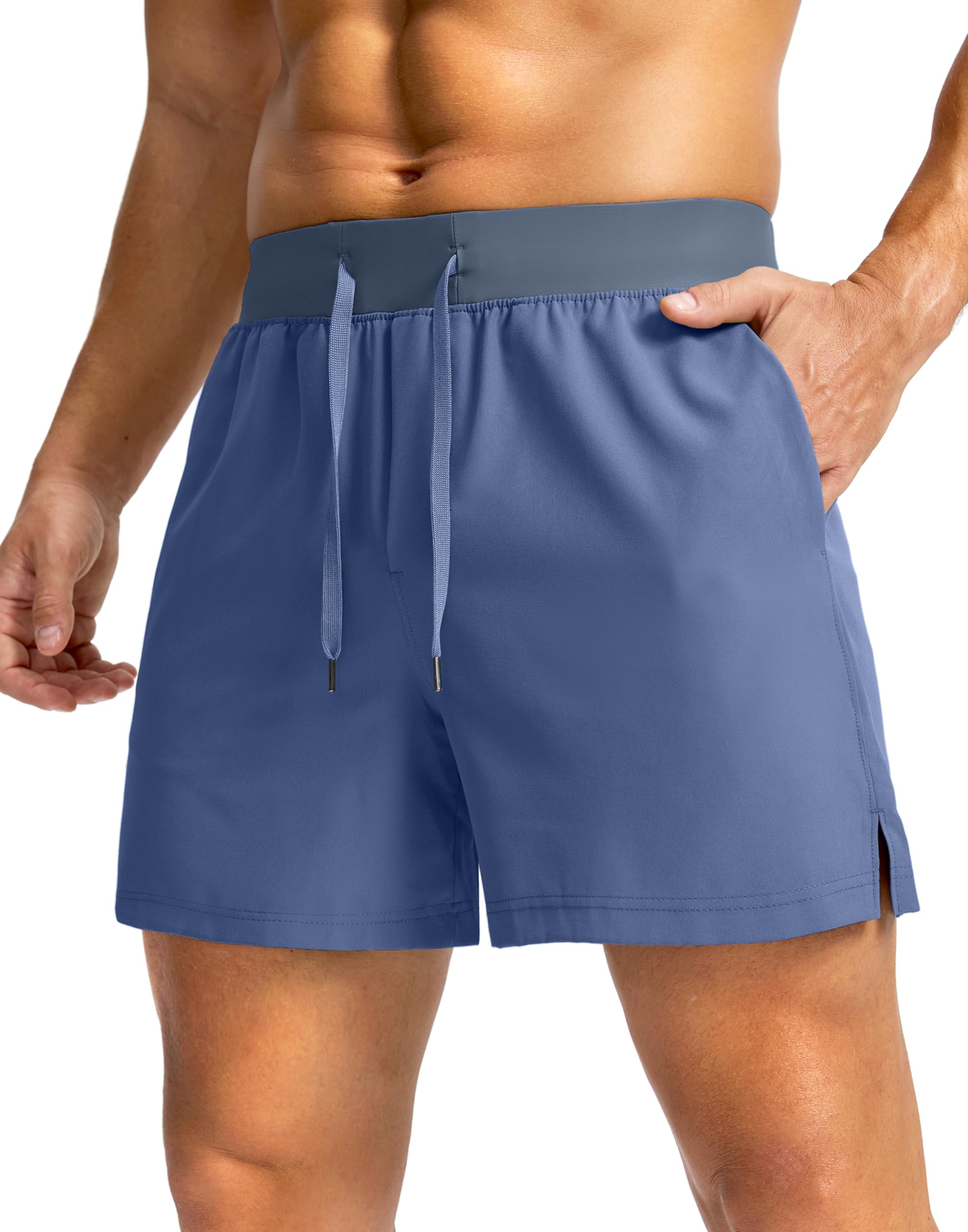 Soothfeel Men's Running Shorts with Zipper Pockets 9"/ 7"/ 5" Quick Dry Eight Basketball Gym Workout Athletic Shorts