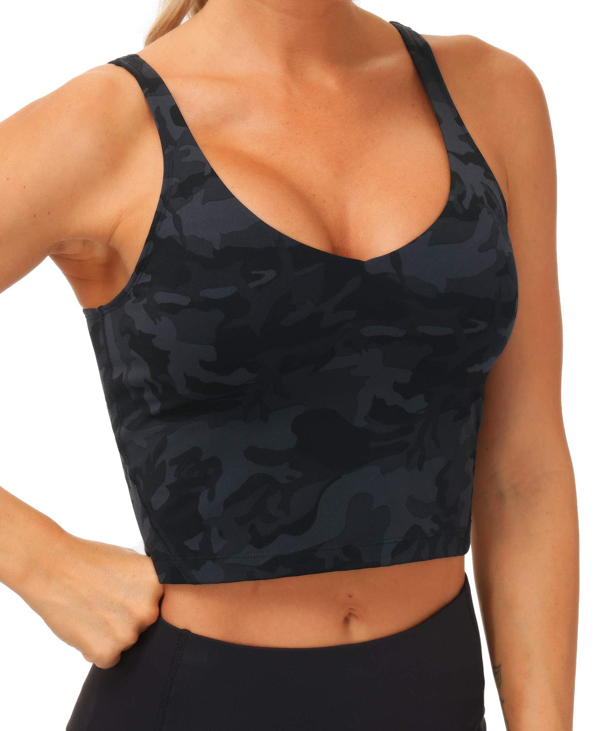 THE GYM PEOPLE Women’s Longline Sports Bra Wirefree Padded Medium Support Yoga Bras Gym Running Workout Tank Tops