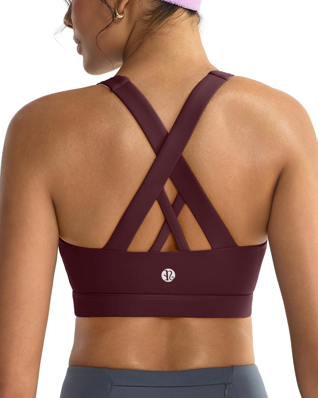RUNNING GIRL Sports Bras for Women,Padded Strappy Sports Bras Criss-Cross Back Medium Support Sports Bras with Removable Cups