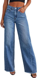 Sidefeel Women's Wide Leg Jeans High Waisted Stretchy Denim Pants