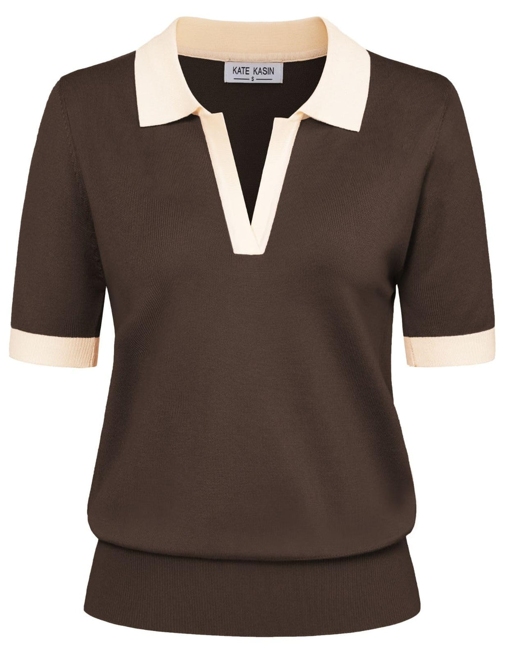 Women's Short Sleeve Classic V Neck Collared Casual Polo Sweater Tops