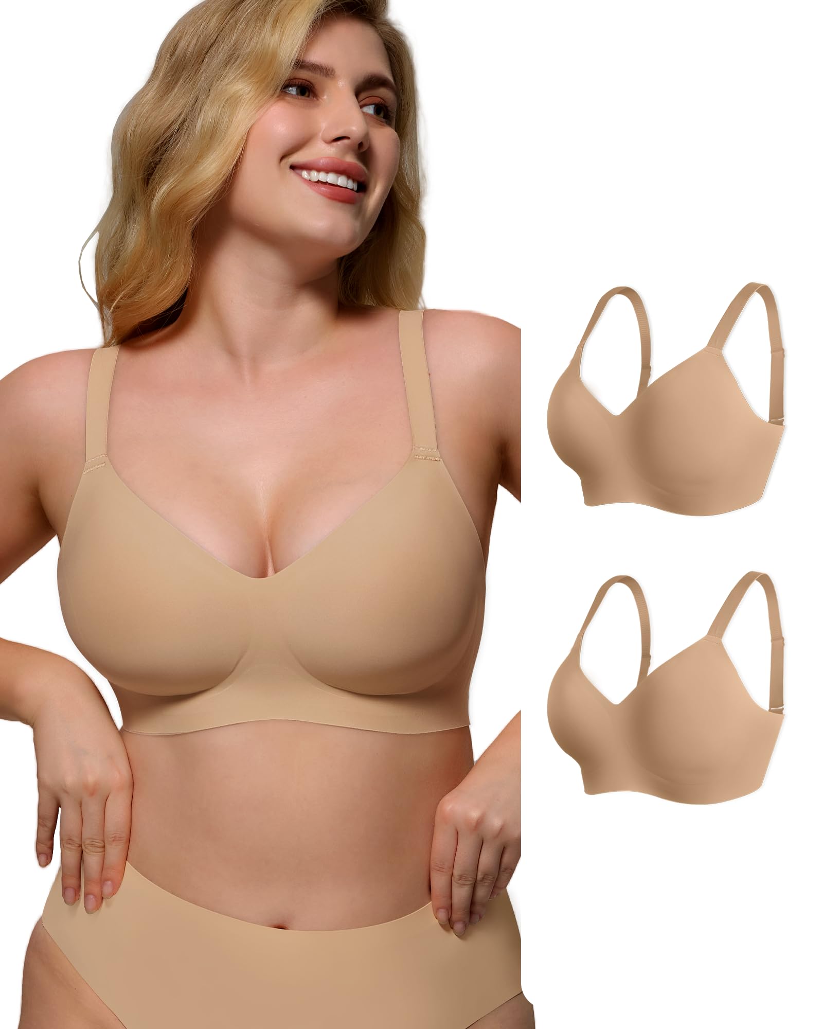 As Fairy Wireless Bras for Women Full Coverage Seamless Comfort T-Shirt Bra