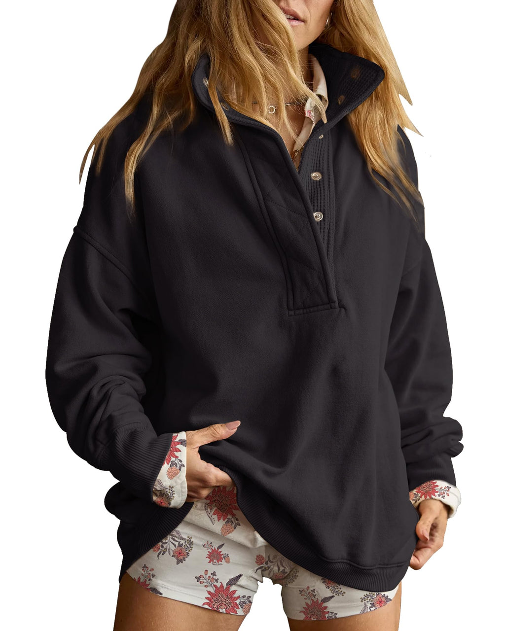 Gacaky Sweatshirt for Women Oversized Henley Neck Pullover Top Fall Outfits