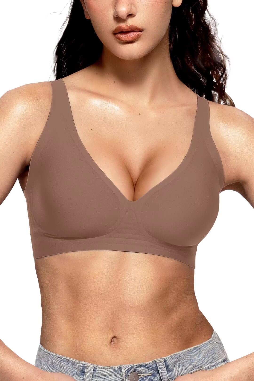Vertvie Wireless Jelly Bras Push Up Plunge Seamless Supportive