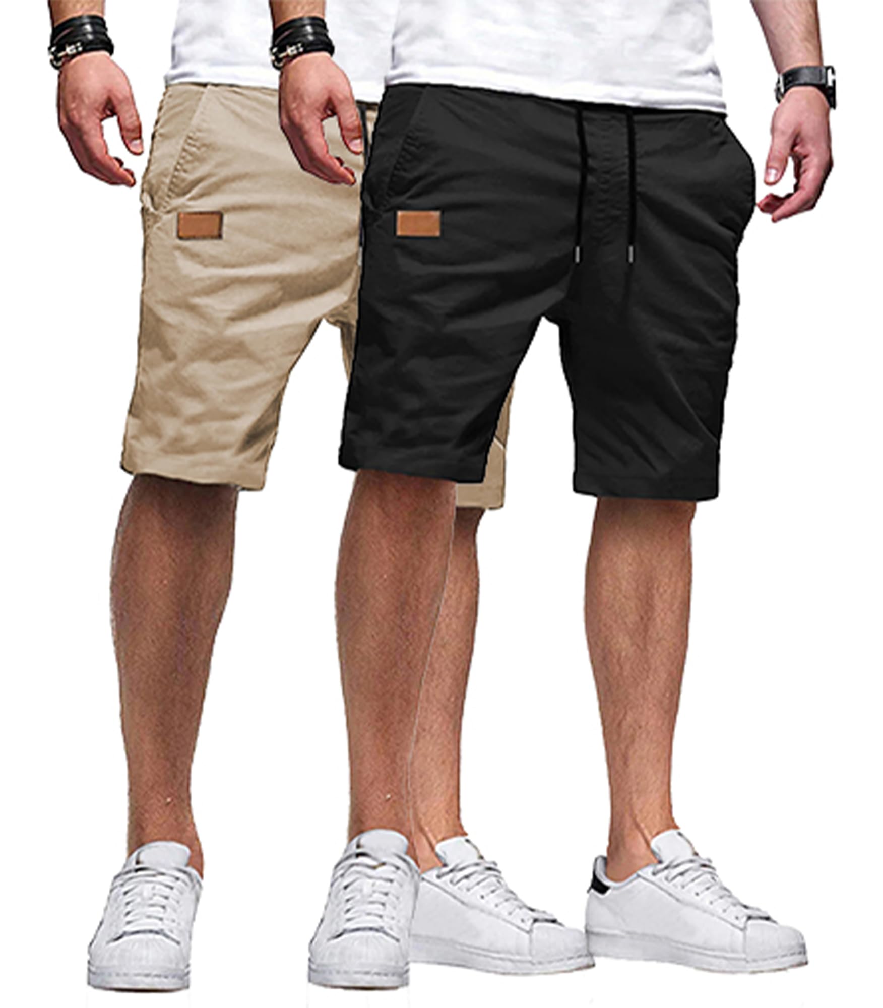 JMIERR Mens Cotton Stretch Shorts Casual Drawstring Twill Chino Shorts