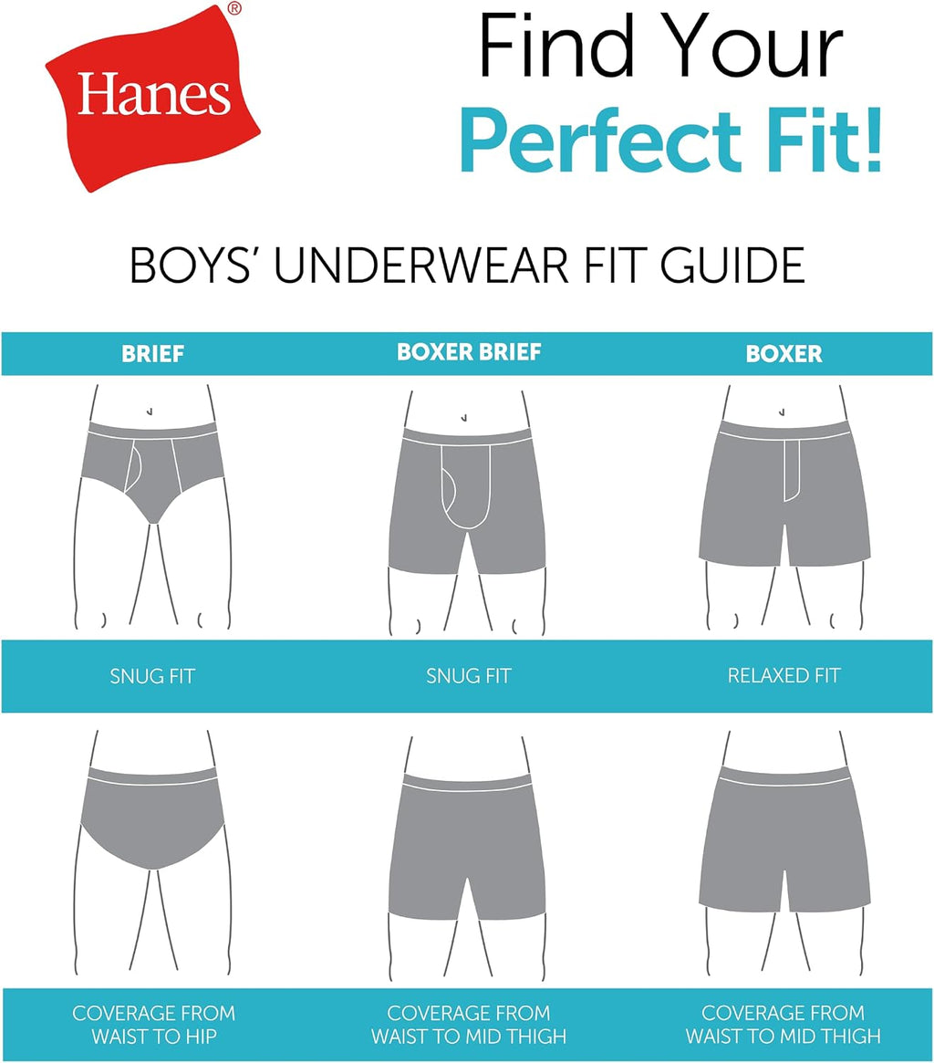 Hanes Boys' Moves Performance Underwear Boxer Brief, 6-pack, All Over Mesh Moisture Wicking Boxer Briefs