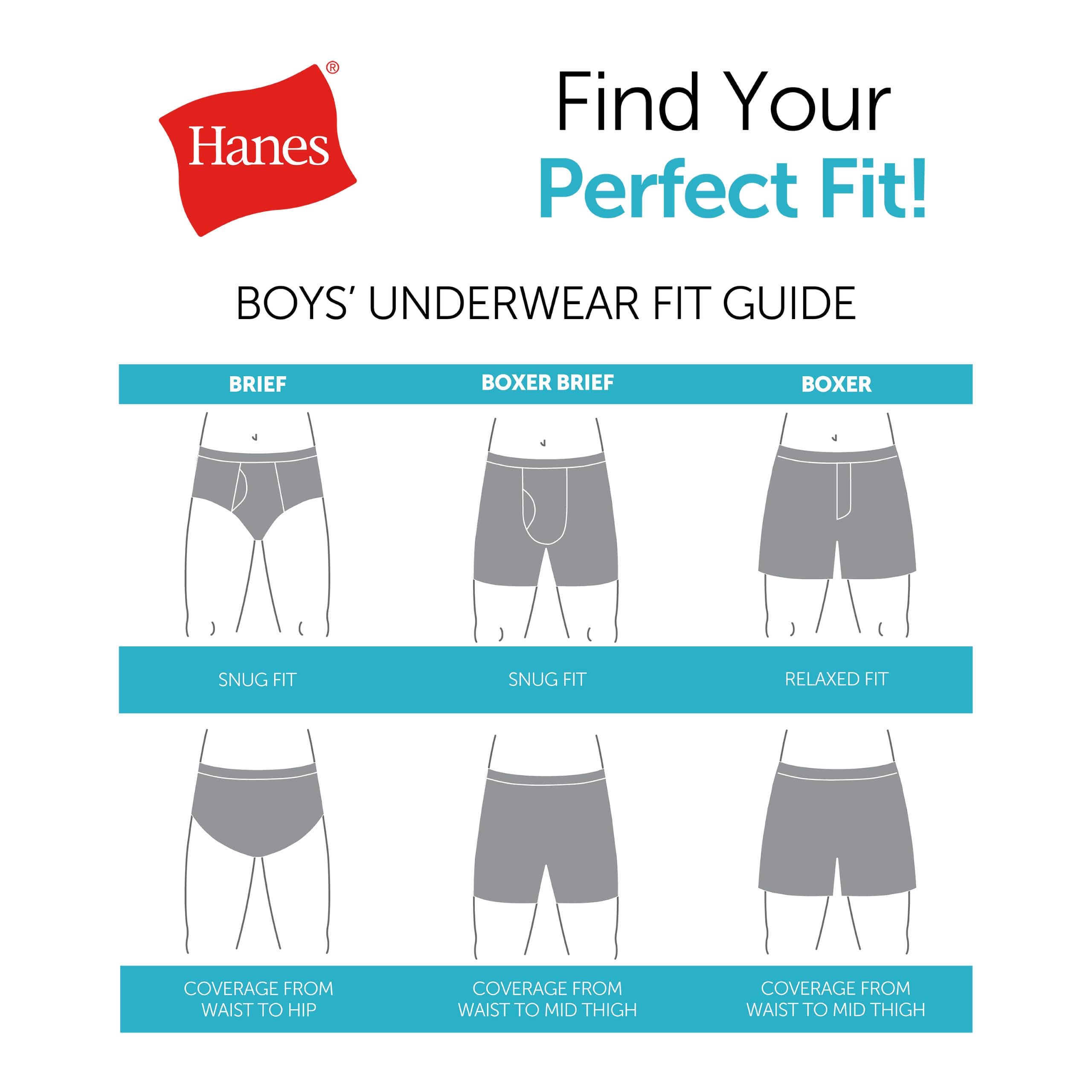 Hanes Boys' Moves Performance Underwear Boxer Brief, 6-pack, All Over Mesh Moisture Wicking Boxer Briefs