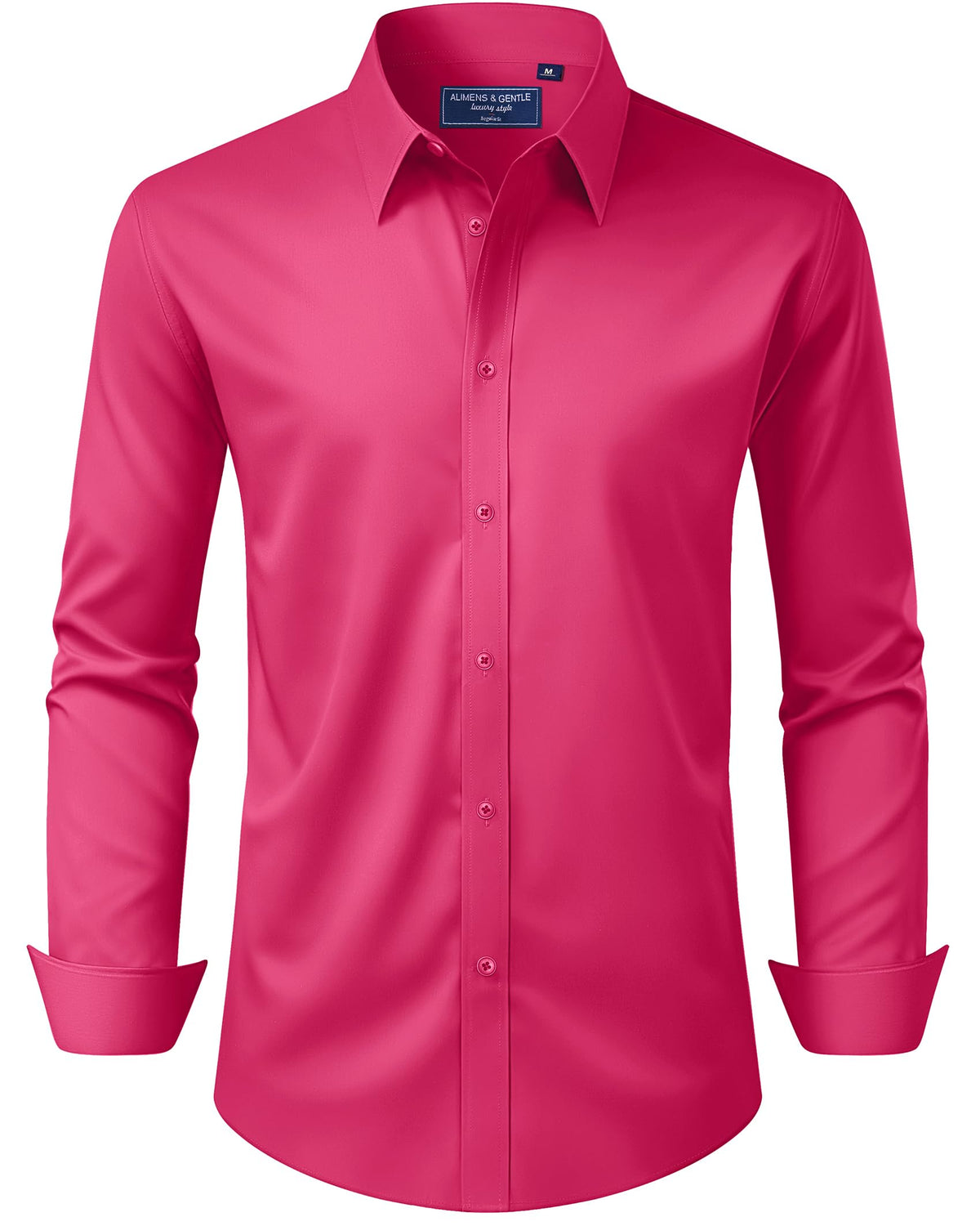 Alimens & Gentle Men's Dress Shirt Regular Fit Stretch Stain Shield Long Sleeve Solid Business Wedding Button Down Shirts