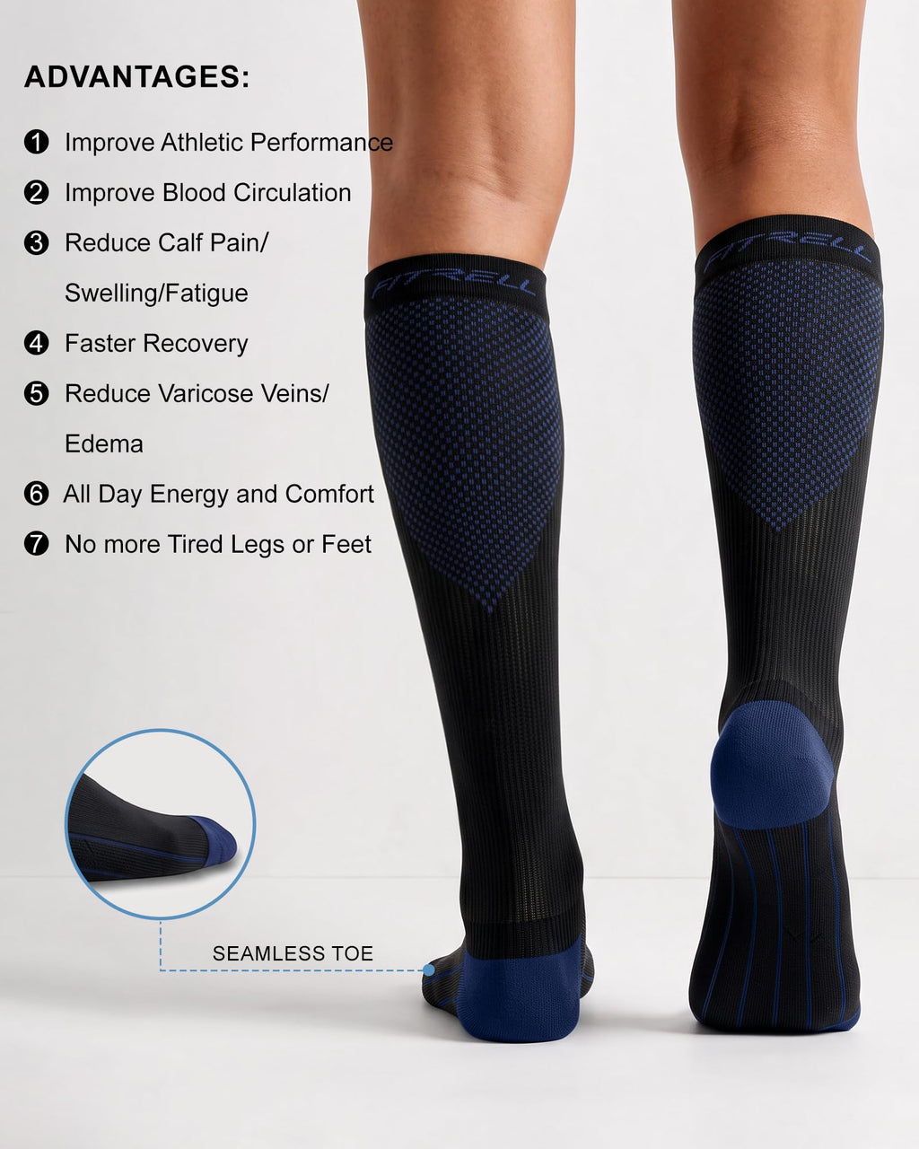 FITRELL 3 Pairs Compression Socks for Women and Men 20-30mmHg-Circulation Support Socks