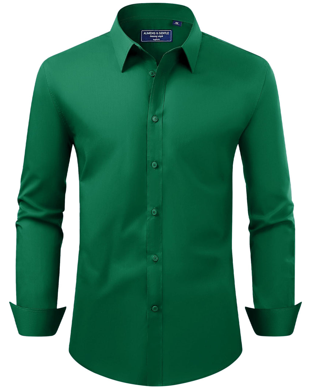 Alimens & Gentle Men's Dress Shirt Regular Fit Stretch Stain Shield Long Sleeve Solid Business Wedding Button Down Shirts
