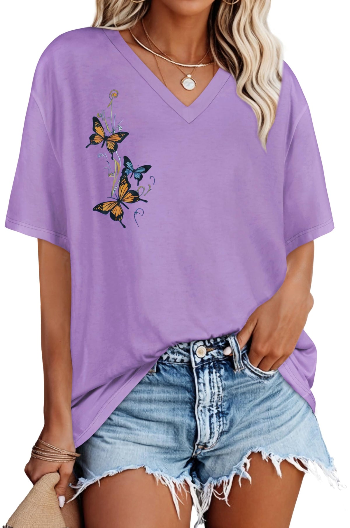 Oversized Tshirts for Women Graphic V Neck Short Sleeve Summer Casual Tops
