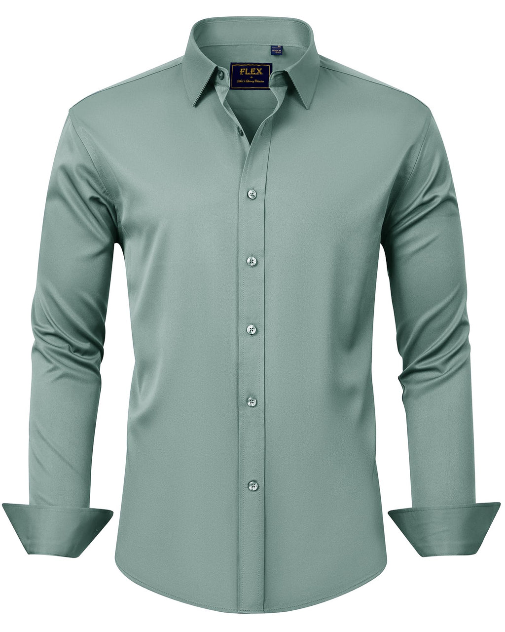 J.VER Men's Dress Shirts Solid Long Sleeve Stretch Wrinkle-Free Formal Shirt Business Casual Button Down Shirts