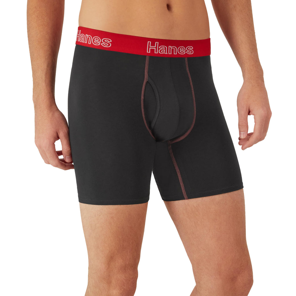 Hanes Men's Boxer Brief Underwear Pack, Stretch Cotton Boxer Briefs for Men, Moisture-wicking, 6-pack