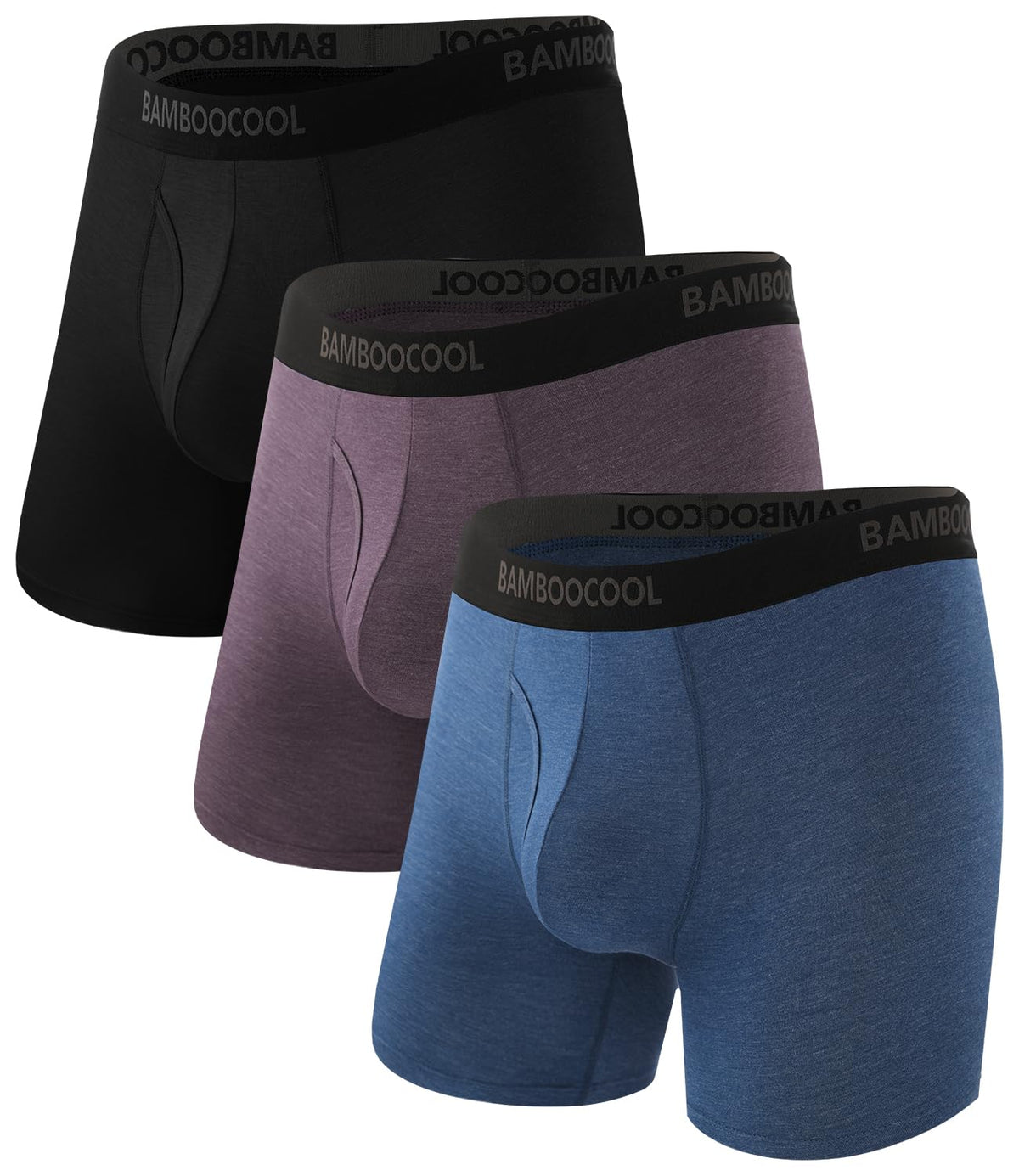BAMBOO COOL Men's Underwear Breathable Boxer Briefs with Fly Moisture-Wicking Lightweight Underwear 7-Pack