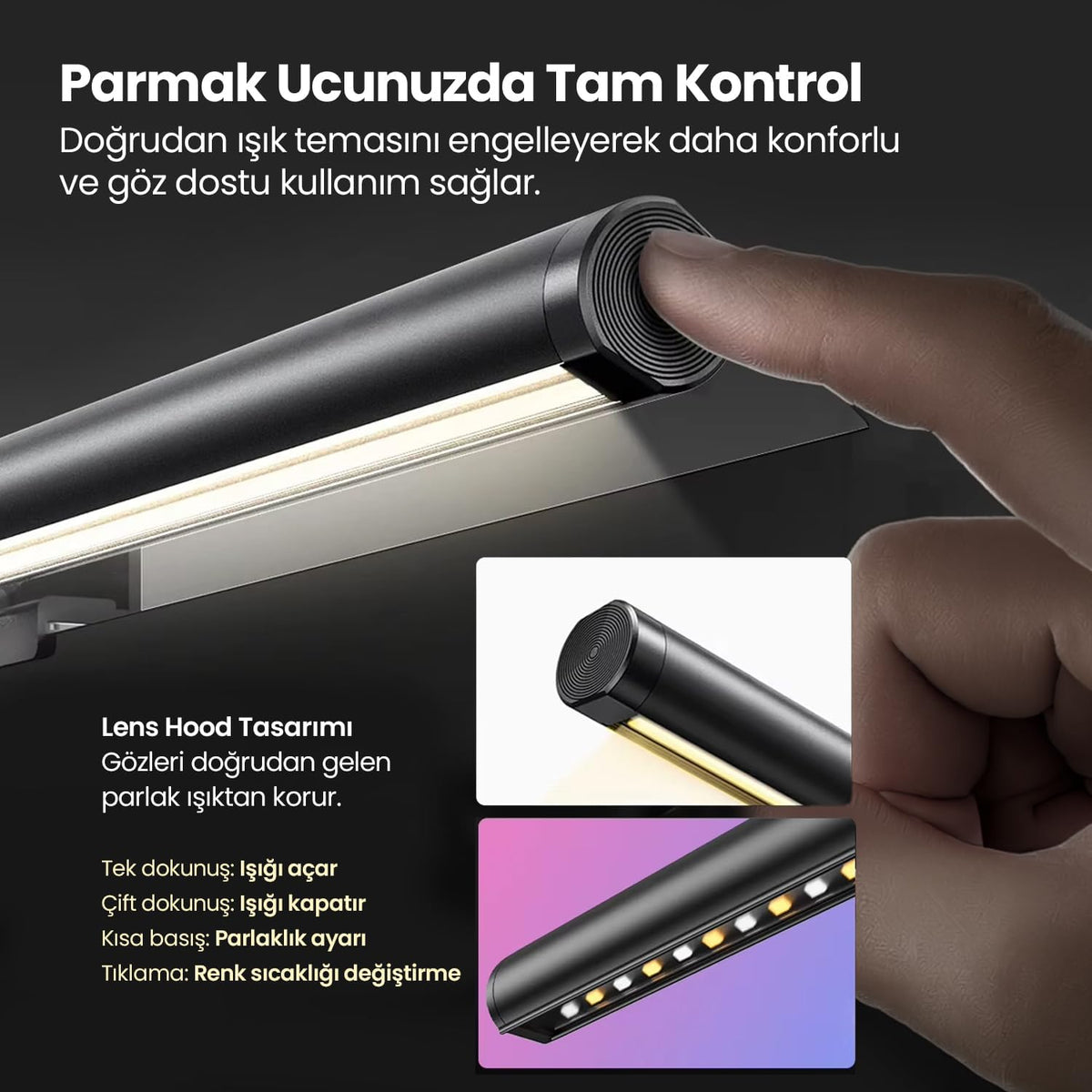Ergoflex EF-354 Kablosuz Kumandalı, Dokunmatik Ayarlanabilir Bilgisayar Monitör Işık Çubuğu
