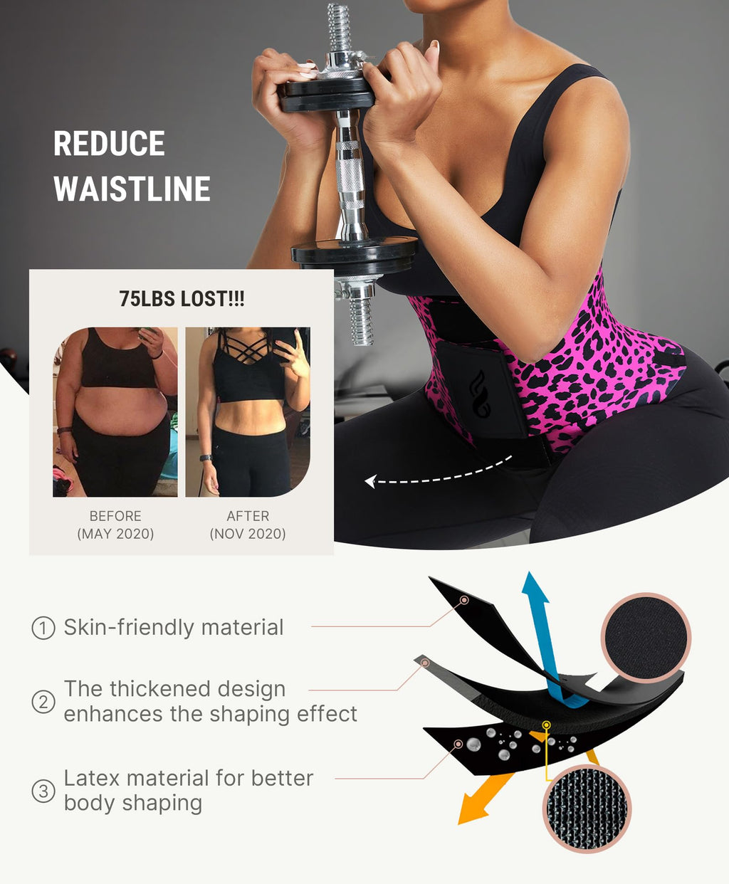 FeelinGirl Waist Trainer Belt Cincher Corset Tummy Control Faja Body Shaper