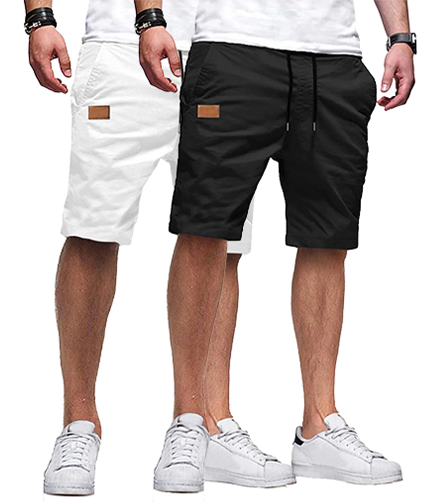 JMIERR Mens Cotton Stretch Shorts Casual Drawstring Twill Chino Shorts