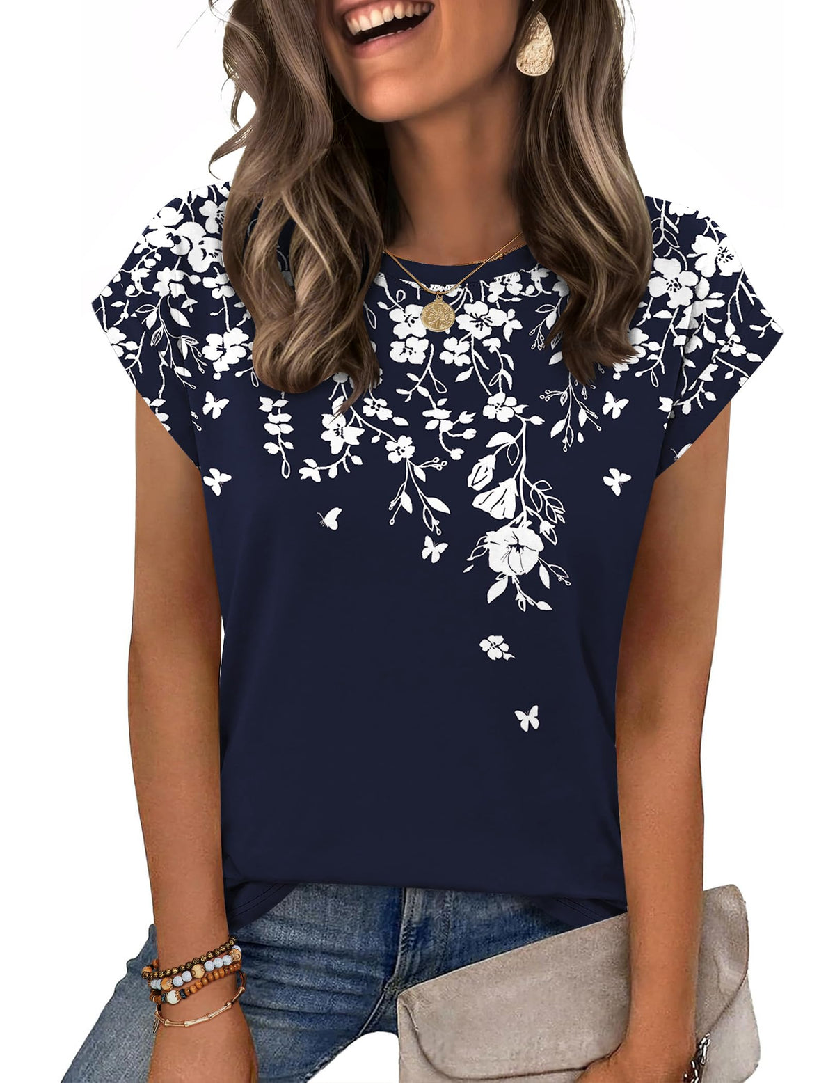 Zeagoo Womens Tops Summer Casual Cap Sleeve Tshirts Shirts Business Blouses