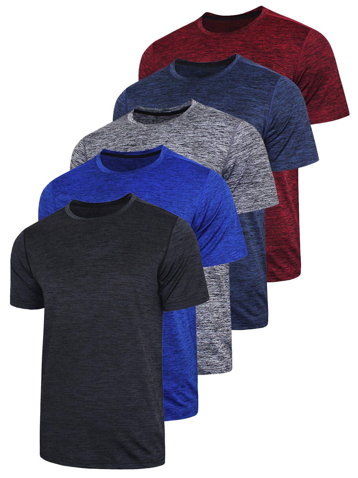 Liberty Imports 5 Pack Men's Active Quick Dry Crew Neck T Shirts
