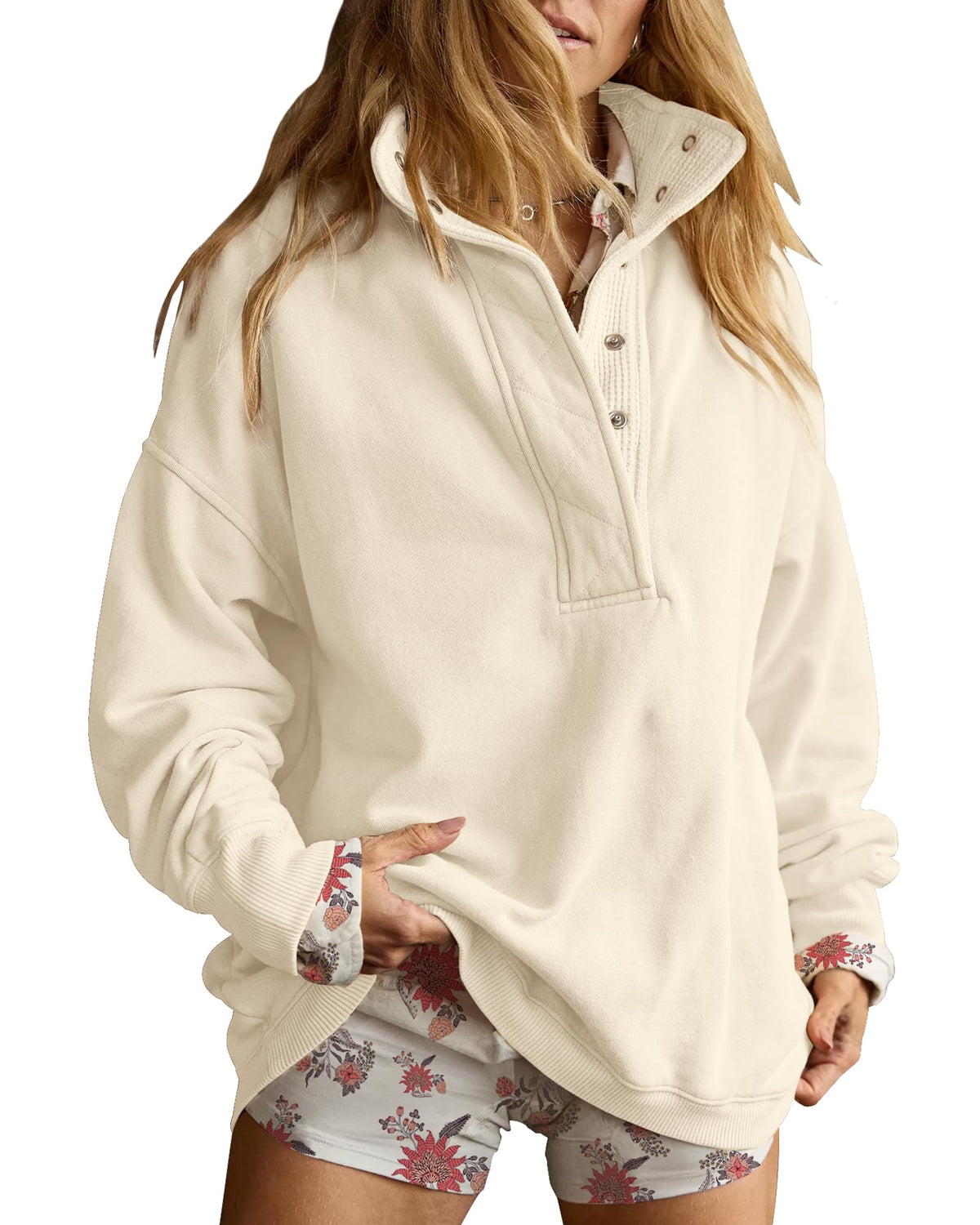 Gacaky Sweatshirt for Women Oversized Henley Neck Pullover Top Fall Outfits