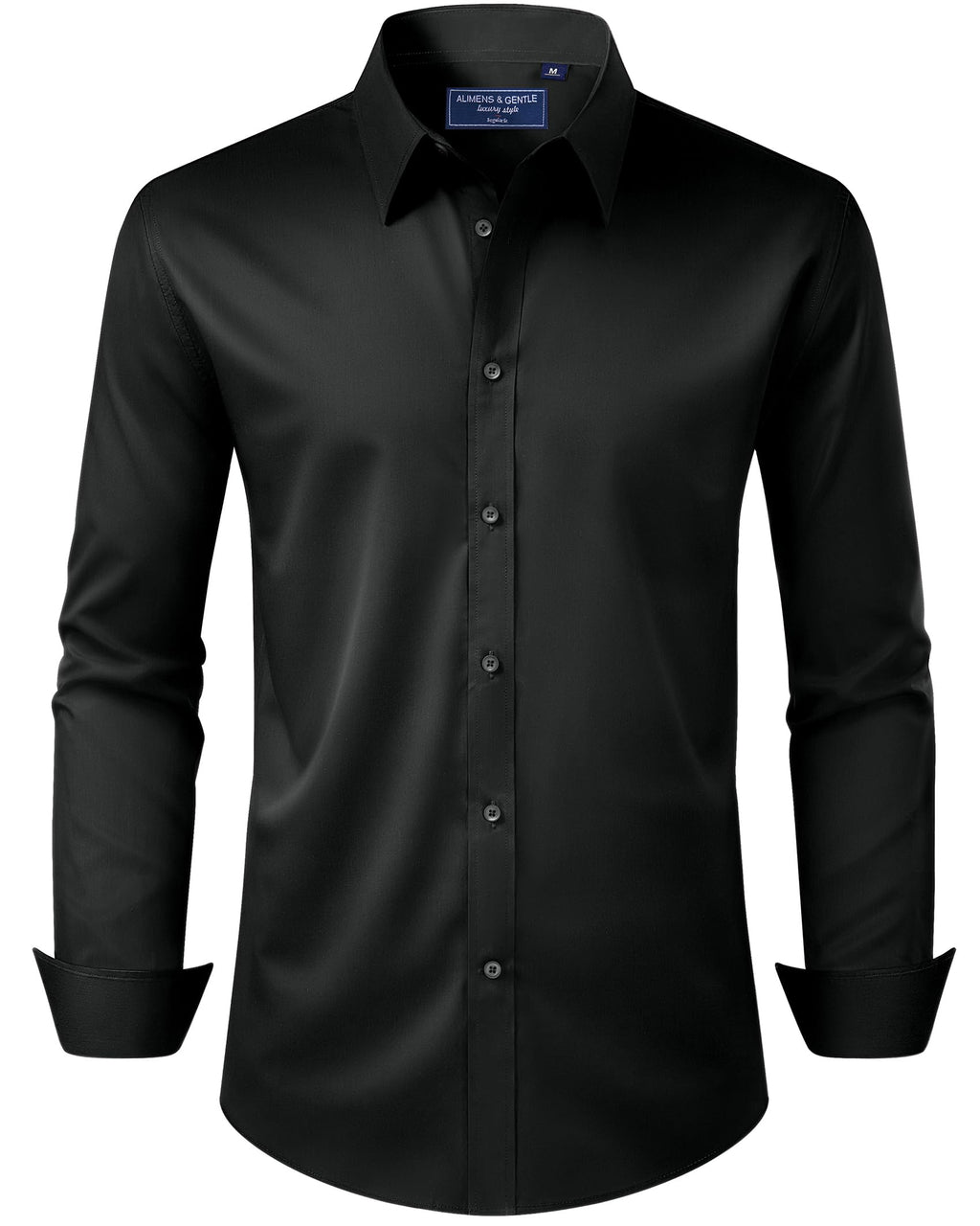 Alimens & Gentle Men's Dress Shirt Regular Fit Stretch Stain Shield Long Sleeve Solid Business Wedding Button Down Shirts