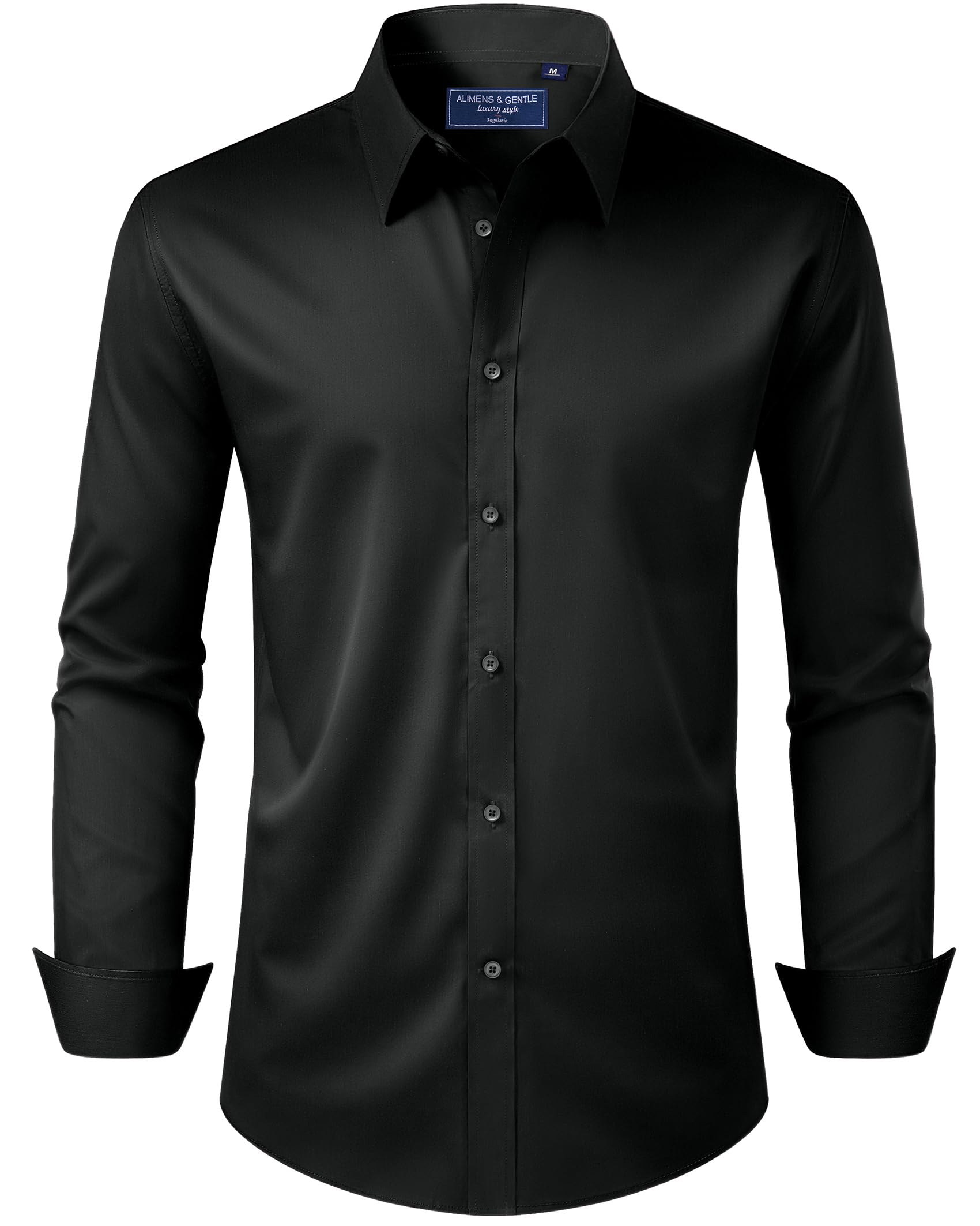 Alimens & Gentle Men's Dress Shirt Regular Fit Stretch Stain Shield Long Sleeve Solid Business Wedding Button Down Shirts