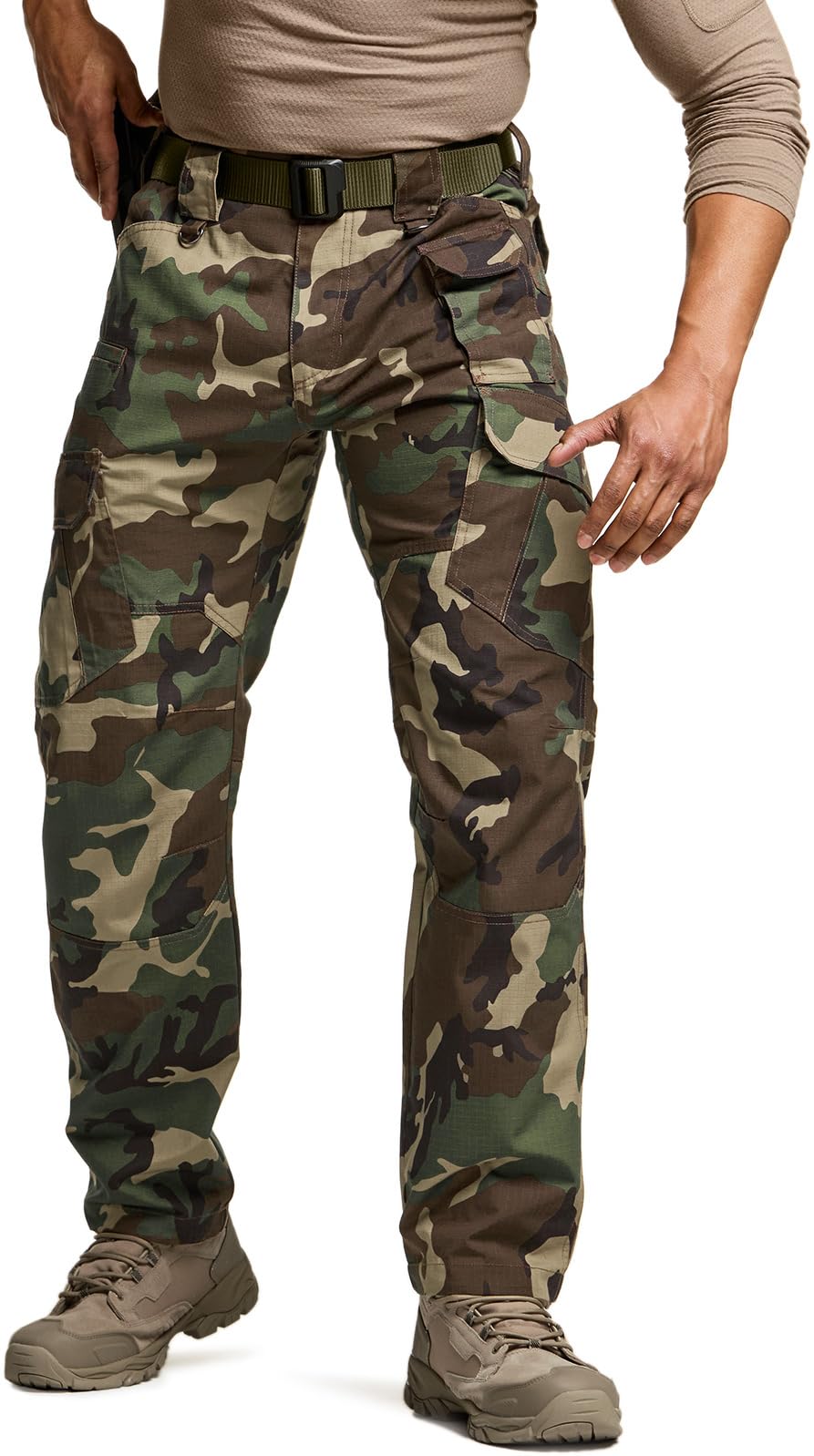 CQR Men's Tactical Pants, Water Resistant Ripstop Cargo Pants, Lightweight EDC Work Hiking Pants, Outdoor Apparel