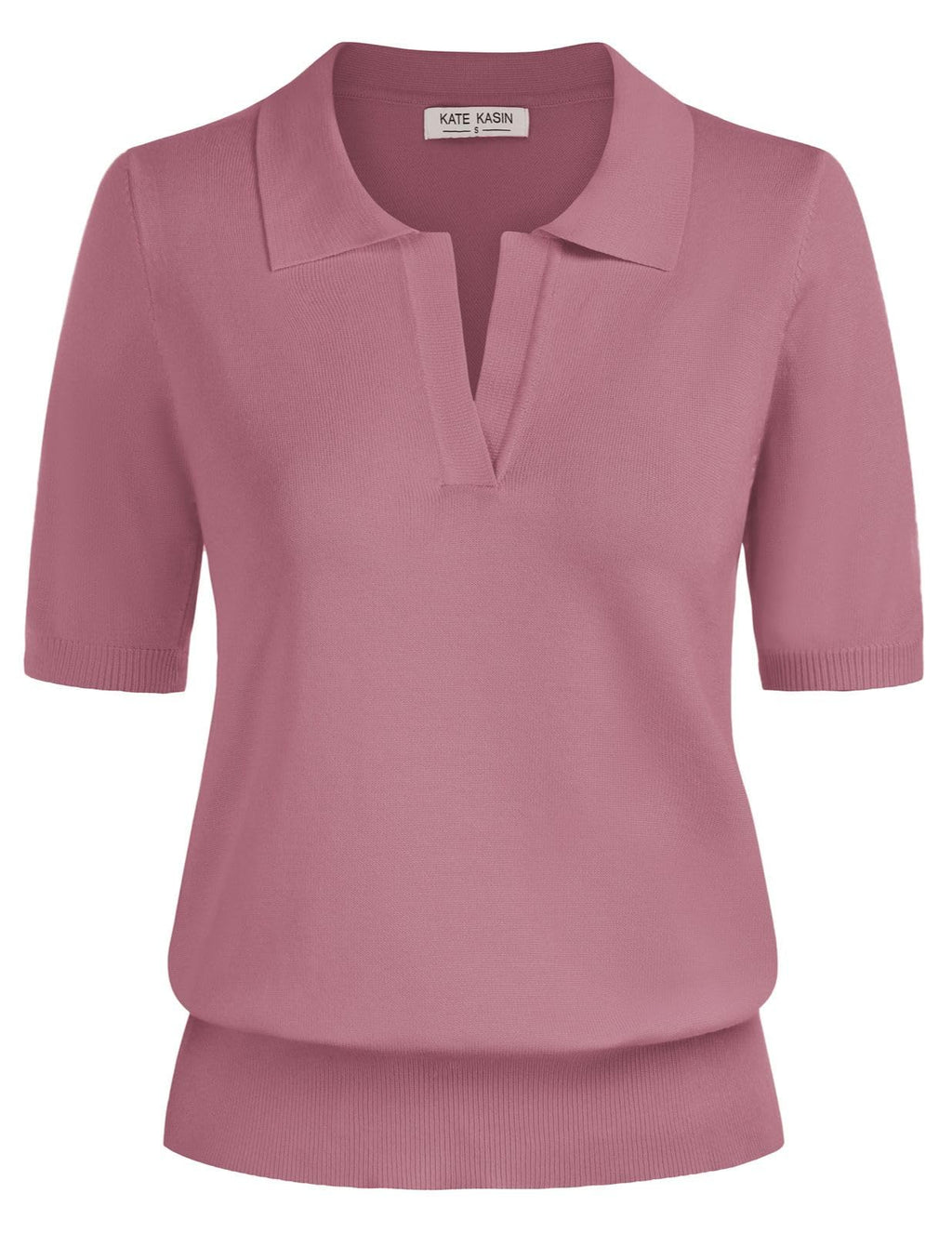 Women's Short Sleeve Classic V Neck Collared Casual Polo Sweater Tops