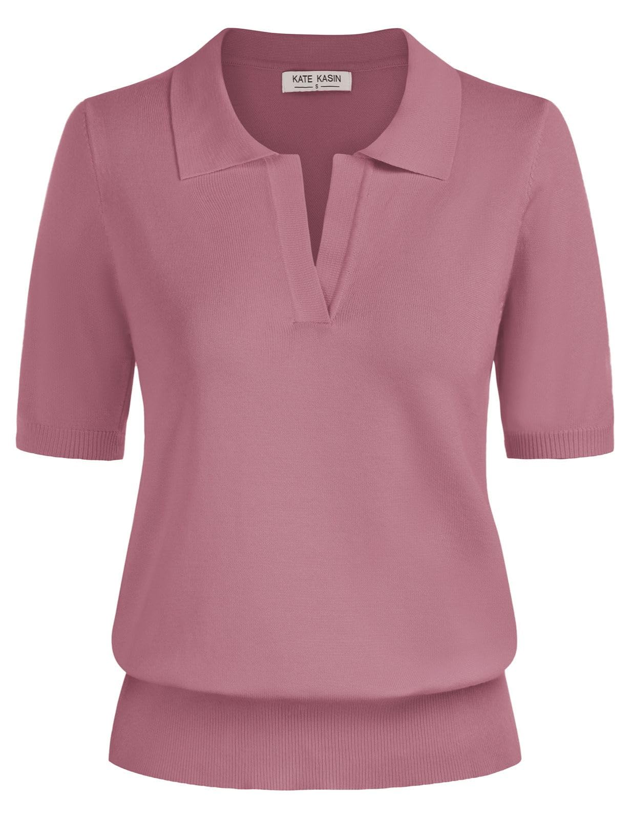 Women's Short Sleeve Classic V Neck Collared Casual Polo Sweater Tops