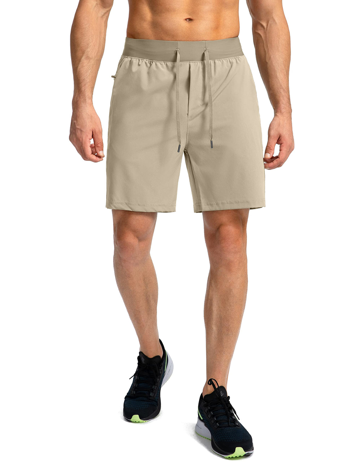 Soothfeel Men's Running Shorts with Zipper Pockets 9"/ 7"/ 5" Quick Dry Eight Basketball Gym Workout Athletic Shorts