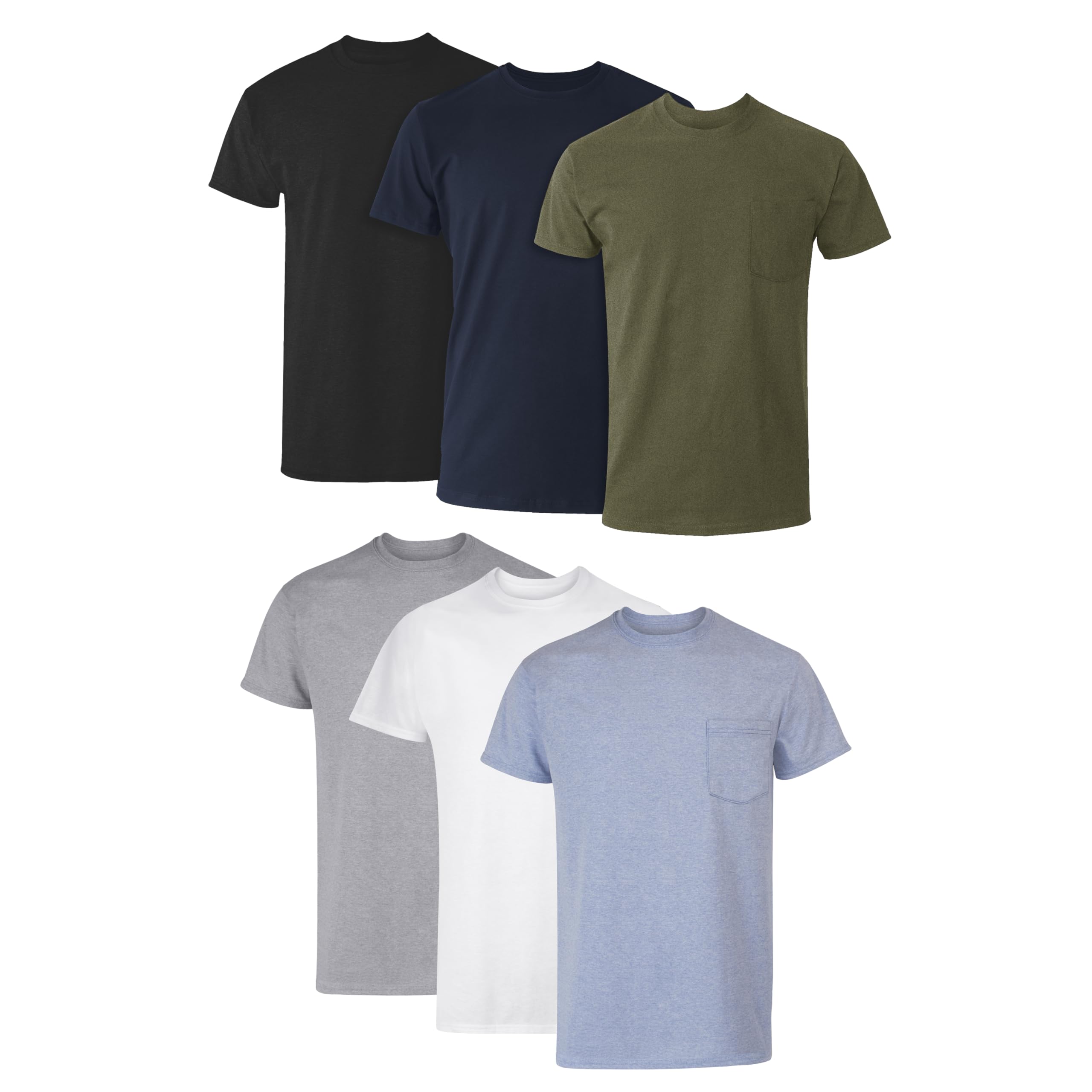 Hanes Men's Pocket T-Shirts - 6-Pack - Cotton Crewneck Tees
