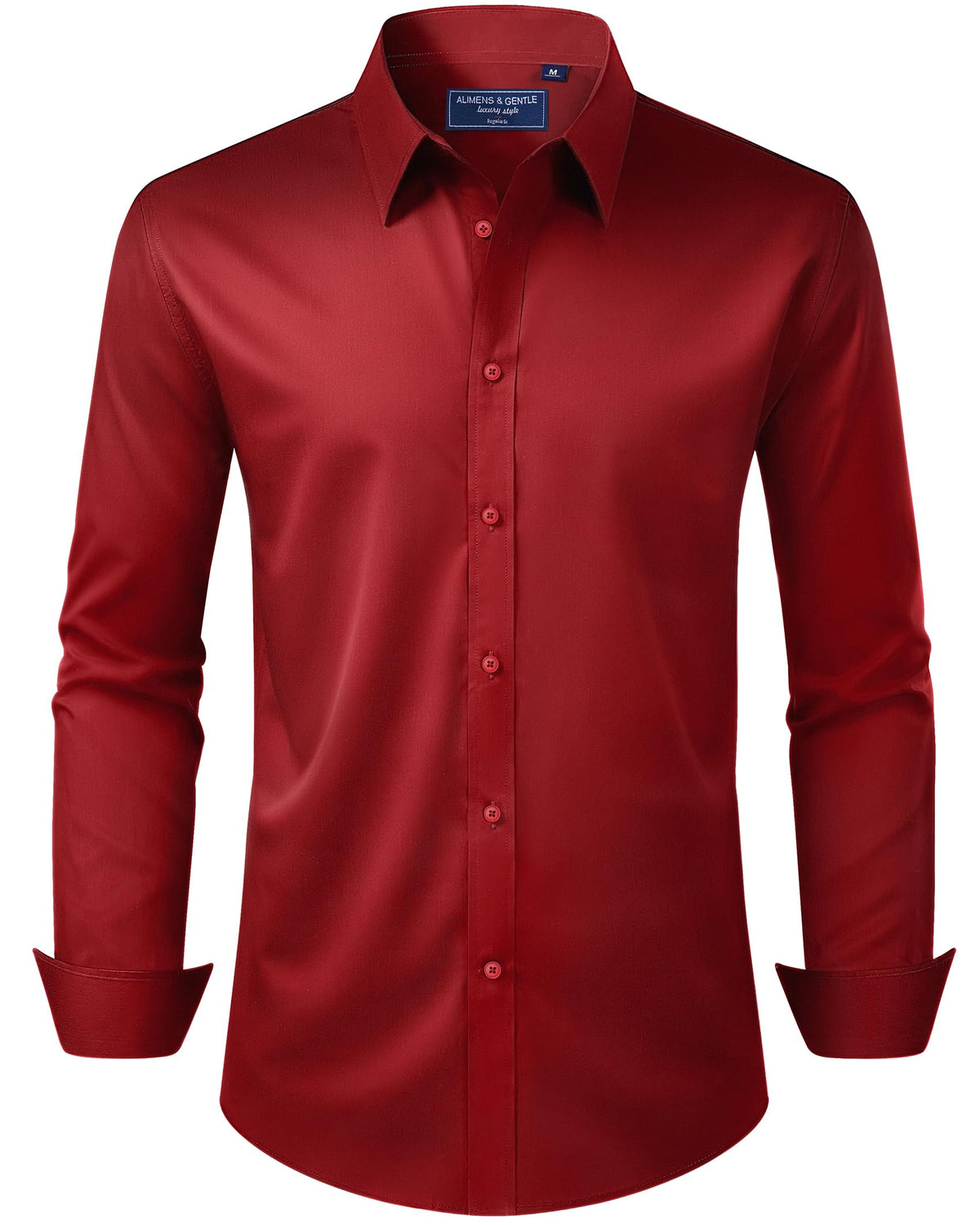Alimens & Gentle Men's Dress Shirt Regular Fit Stretch Stain Shield Long Sleeve Solid Business Wedding Button Down Shirts