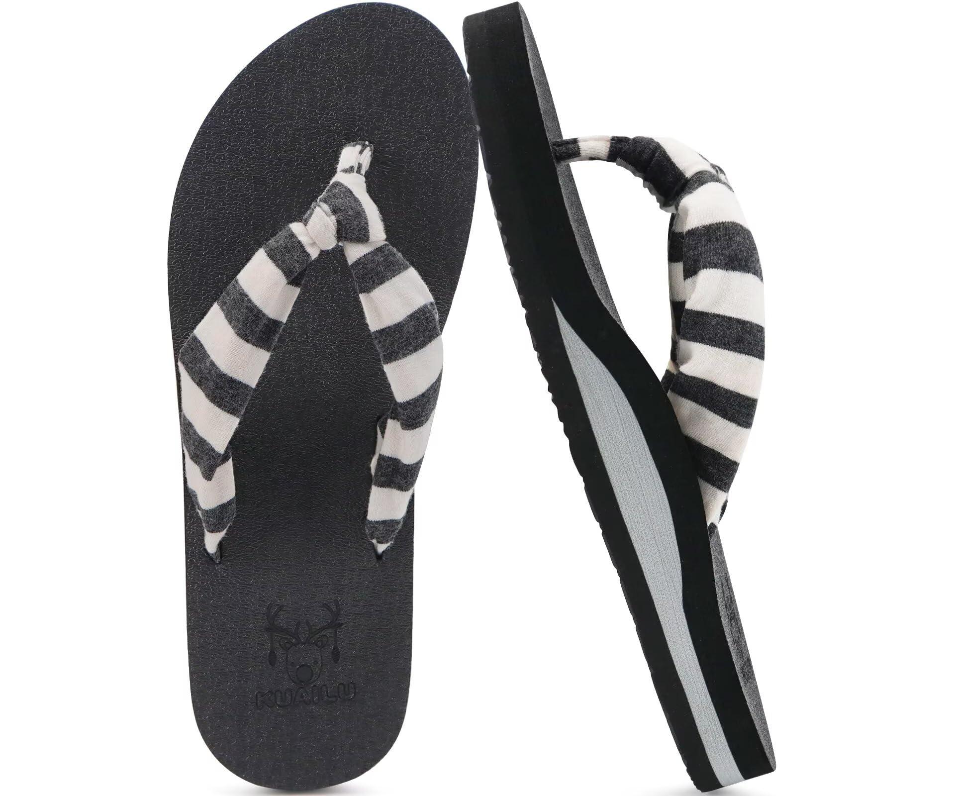 KuaiLu Flip Flops for Women with Arch Support Summer Beach Thong Sandals