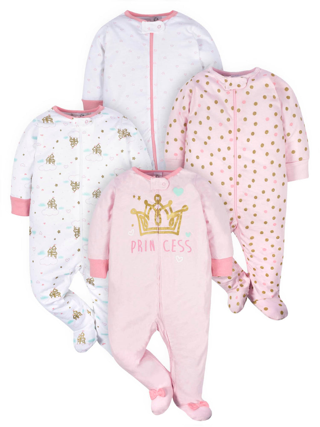 Gerber Baby Girls 4-Pack Sleep 'N Play Footie