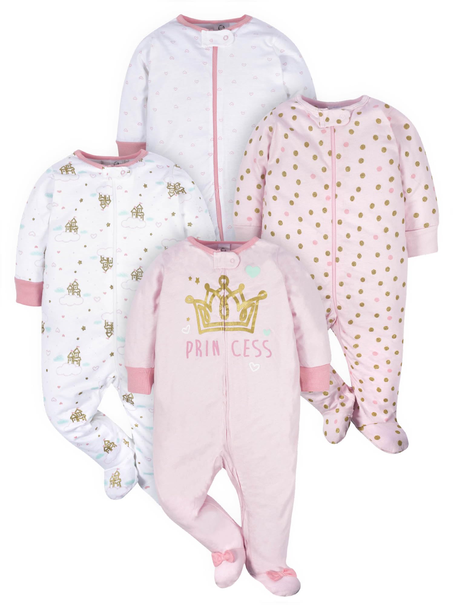 Gerber Baby Girls 4-Pack Sleep 'N Play Footie