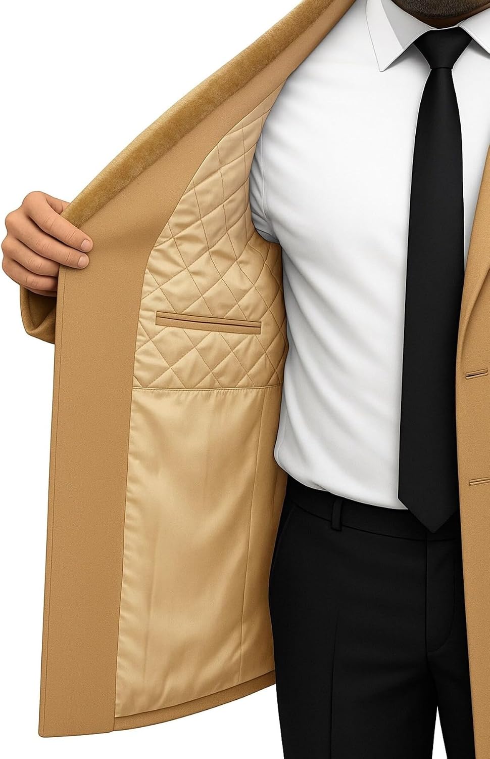 Plus Scorpion Erkek Uzun Kaşe Kaban Palto Mont Çıkartılabilir Kürk Yaka Astarlı Cepli Slim Fit, PRA-13283702-768191
