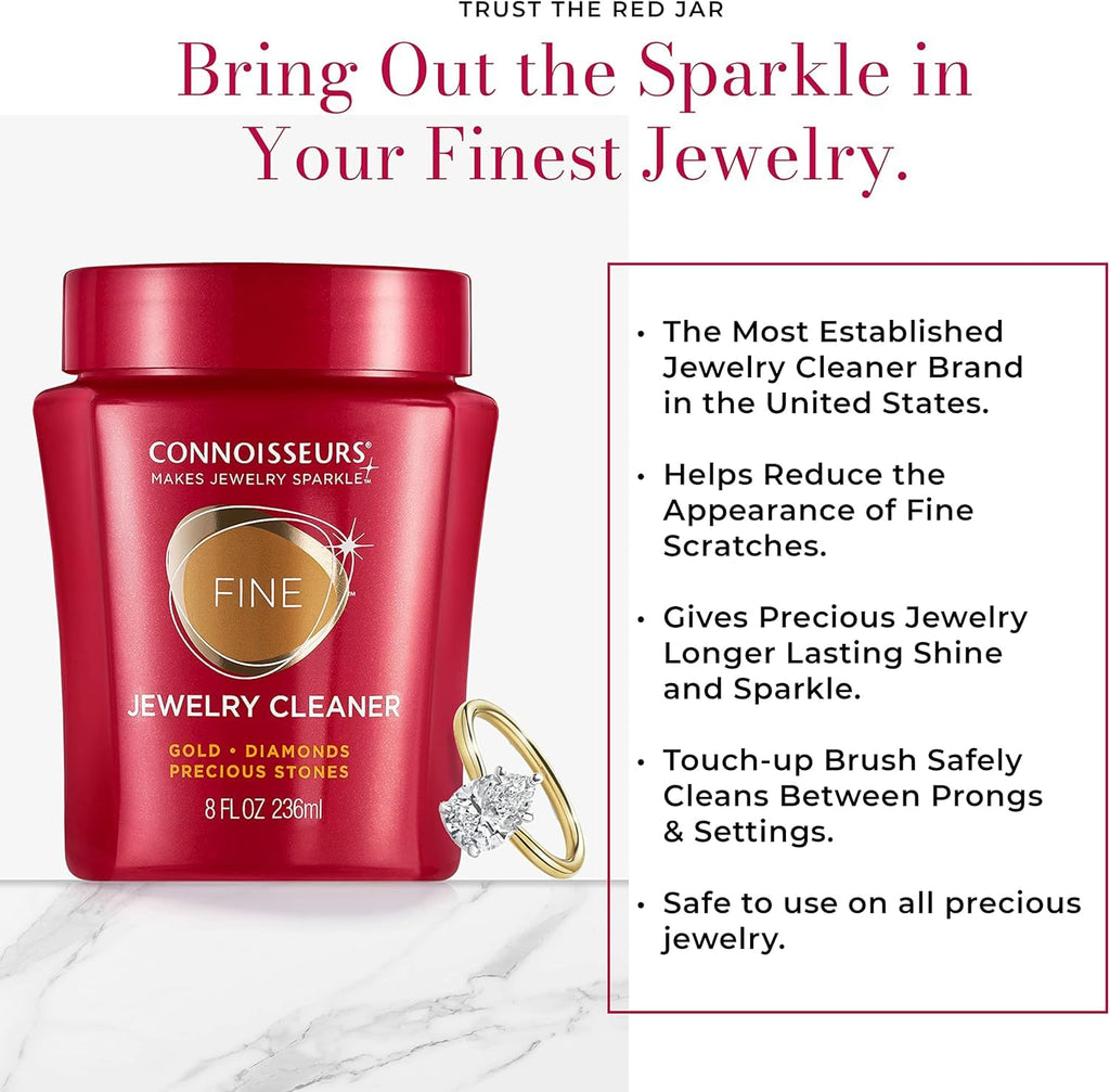 CONNOISSEURS Premium Edition Jewelry Cleaner, Value Size 9.6oz - Pick from Fine, Silver or Delicate Jewelry Cleaner