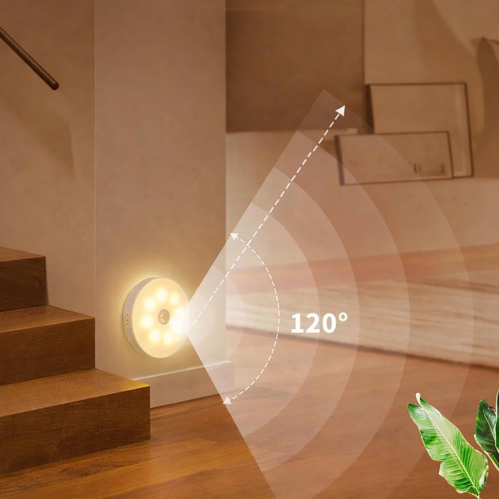 Amber LED Hareket Sensörlü Ledli Gece Lambası Şarj Edilebilir, Taşınabilir 4000k Günışığı (2 Adet)