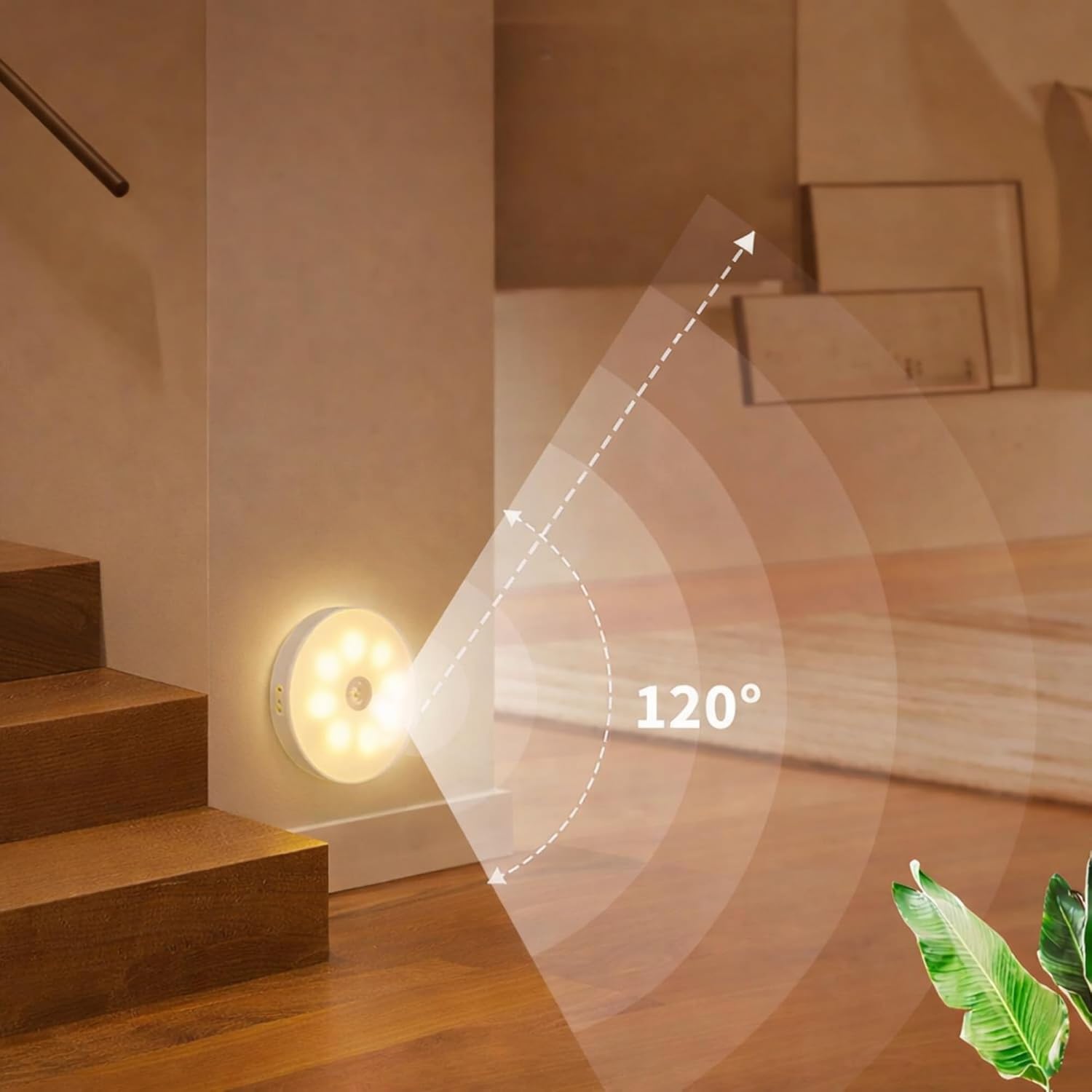 Amber LED Hareket Sensörlü Ledli Gece Lambası Şarj Edilebilir, Taşınabilir 4000k Günışığı (2 Adet)