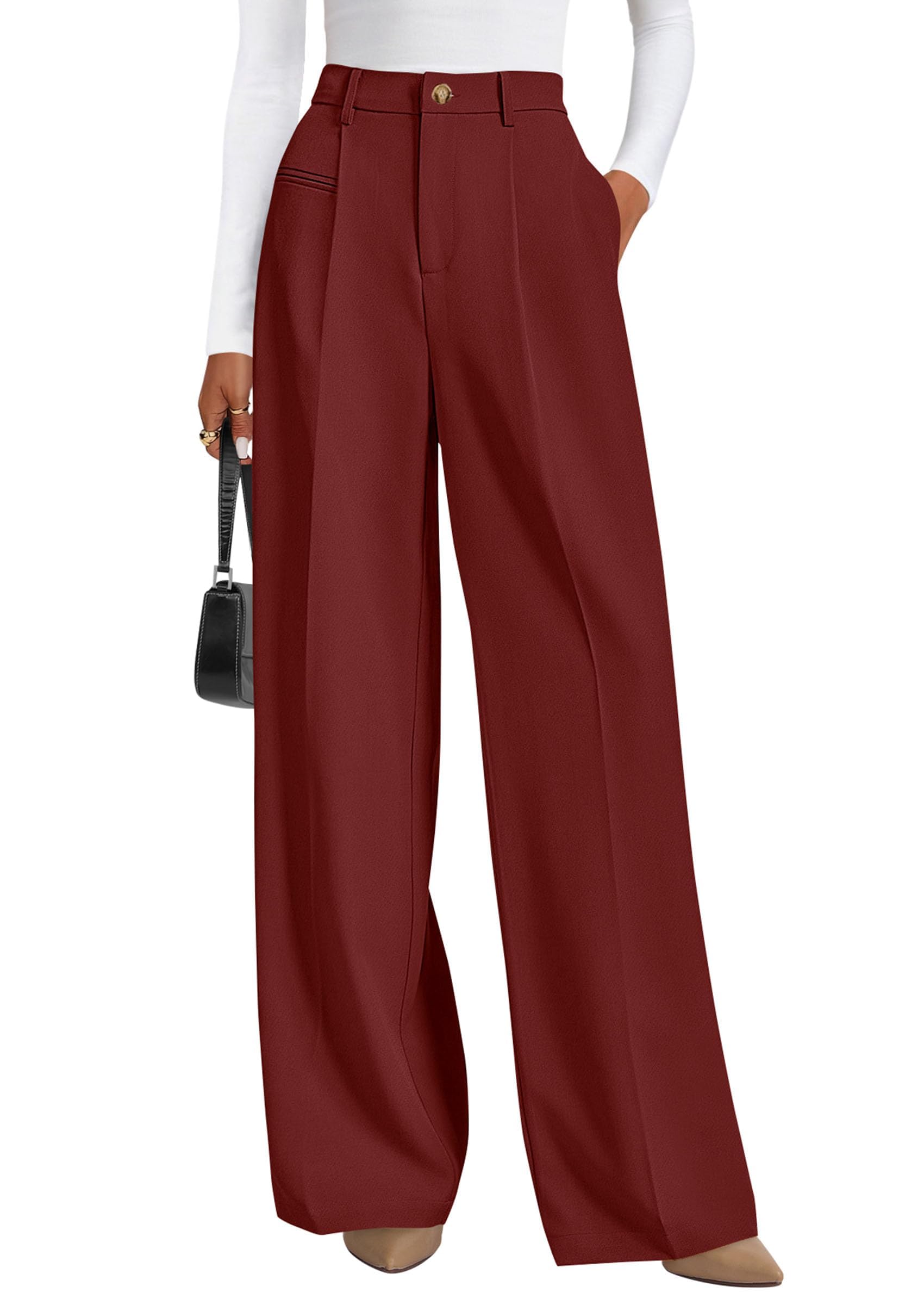 PRETTYGARDEN Women's Tailored Wide Leg Work Dress Pants