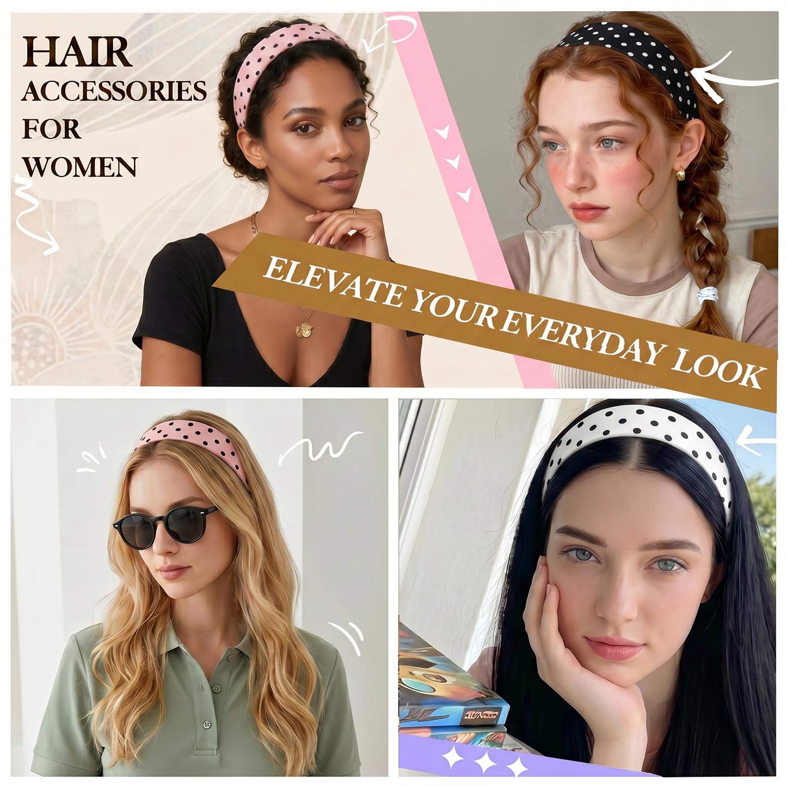 Headbands for Women 8PCS, Summer-Exclusive Elastic Non Slip Hair Head Bands